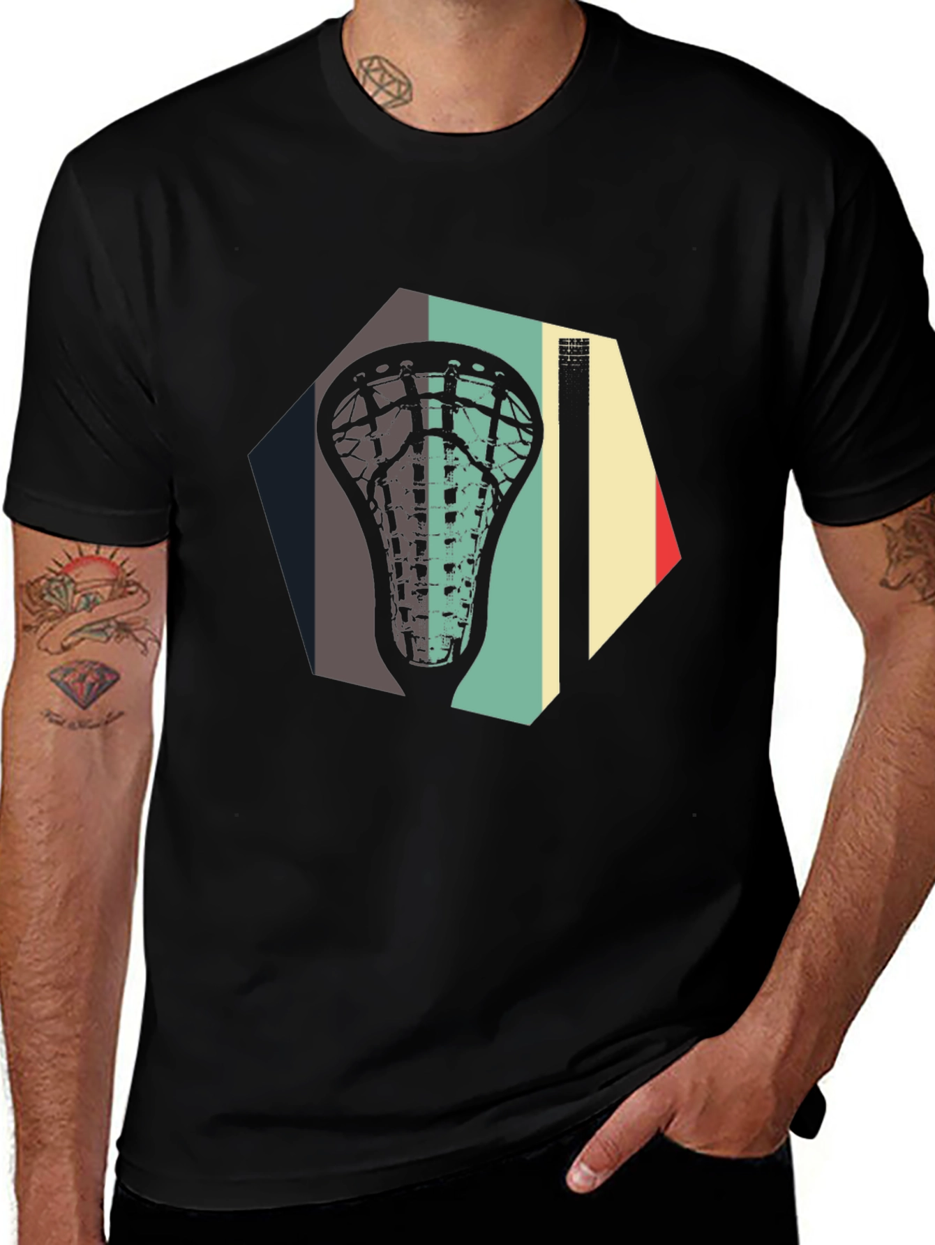 Variant 2 of Retro Lacrosse Stick T-Shirt