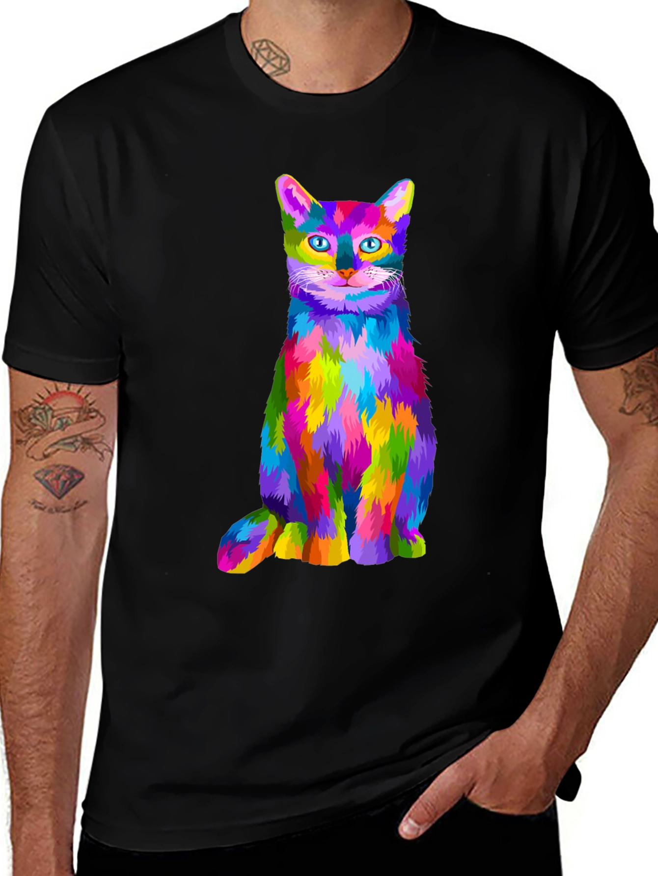 Variant 14 of Colorful Cat Graphic Tee - Unisex