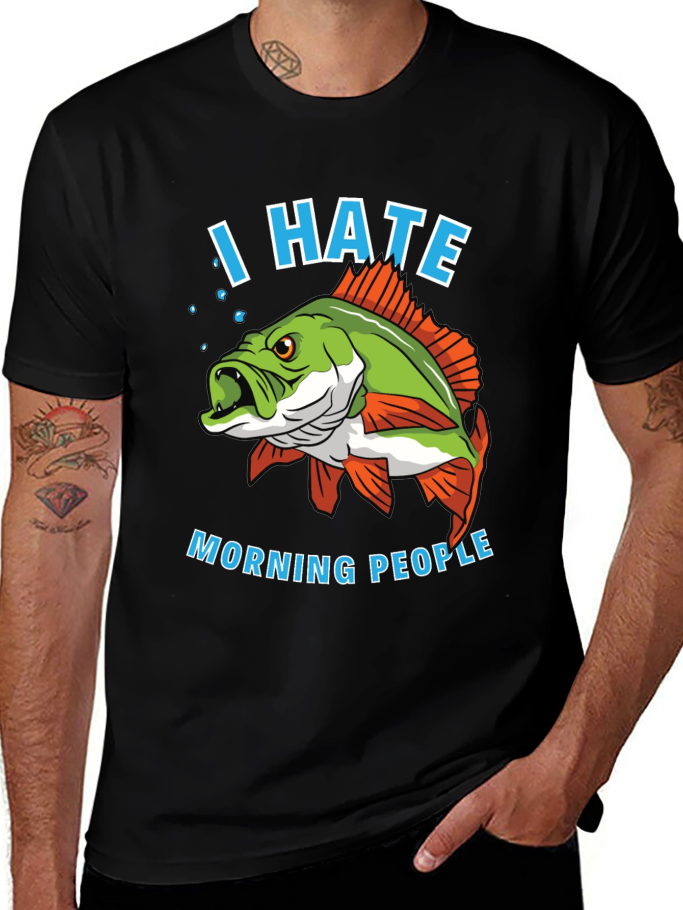 I Hate Morning People Fish Graphic T-Shirt