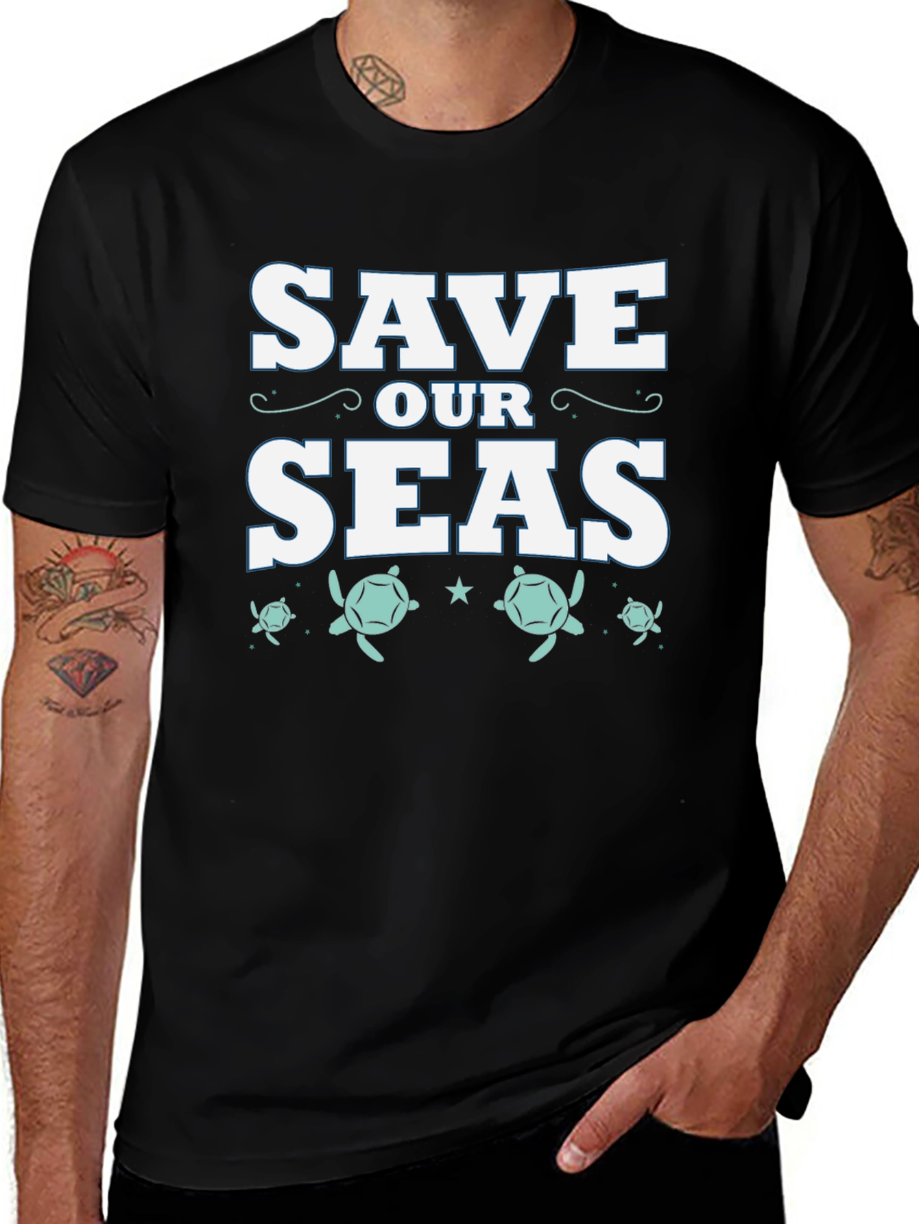 Save Our Seas Black Graphic T-Shirt