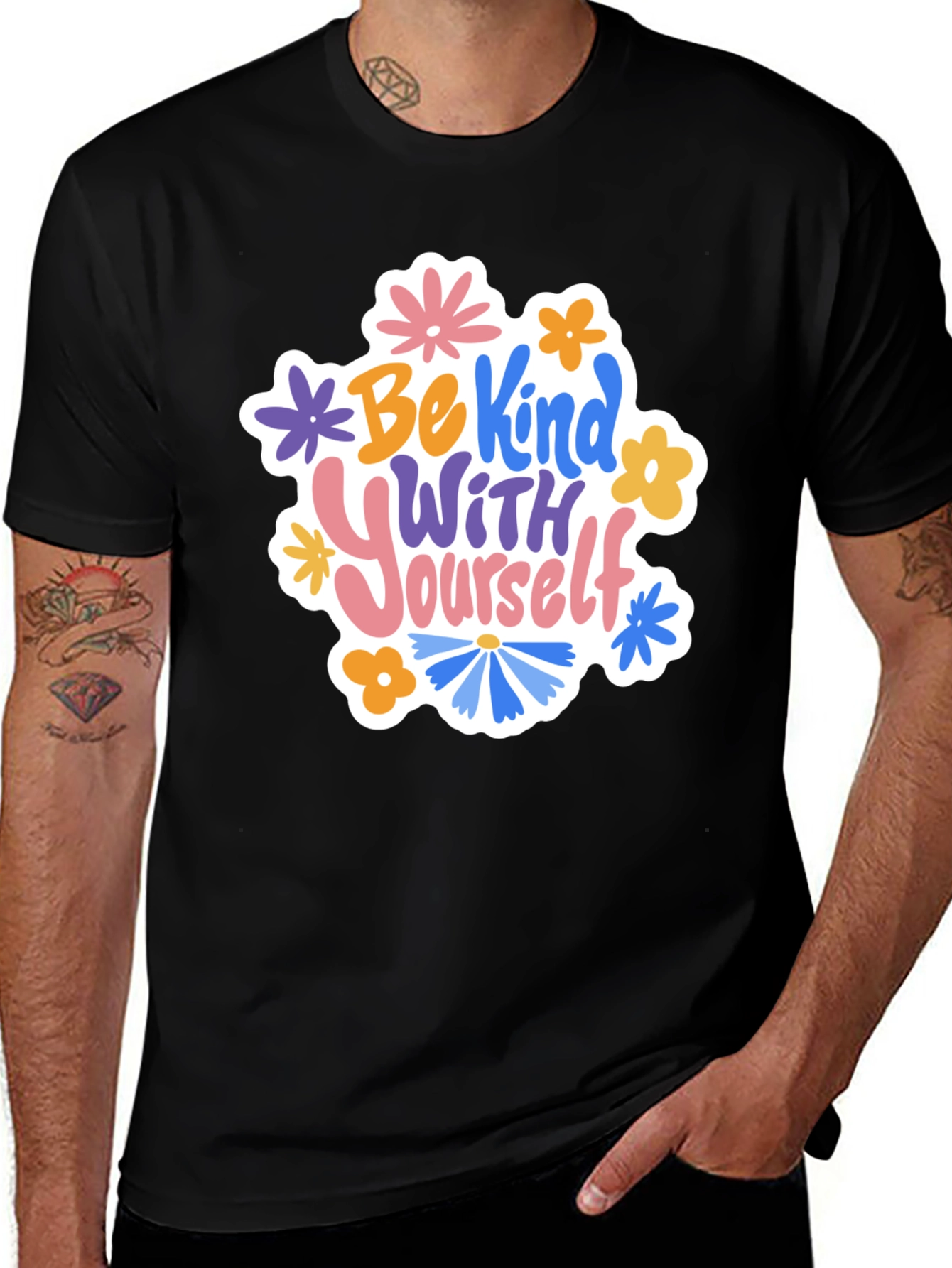 Variant 29 of Be Kind to Yourself Graphic Tee - Black Cotton Comfort