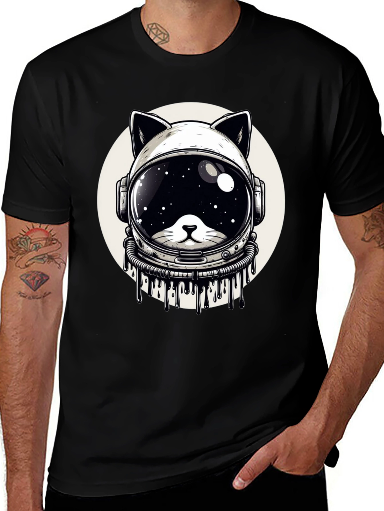 Variant 23 of Cosmic Cat Astronaut T-Shirt - Galaxy Space Kitten Tee