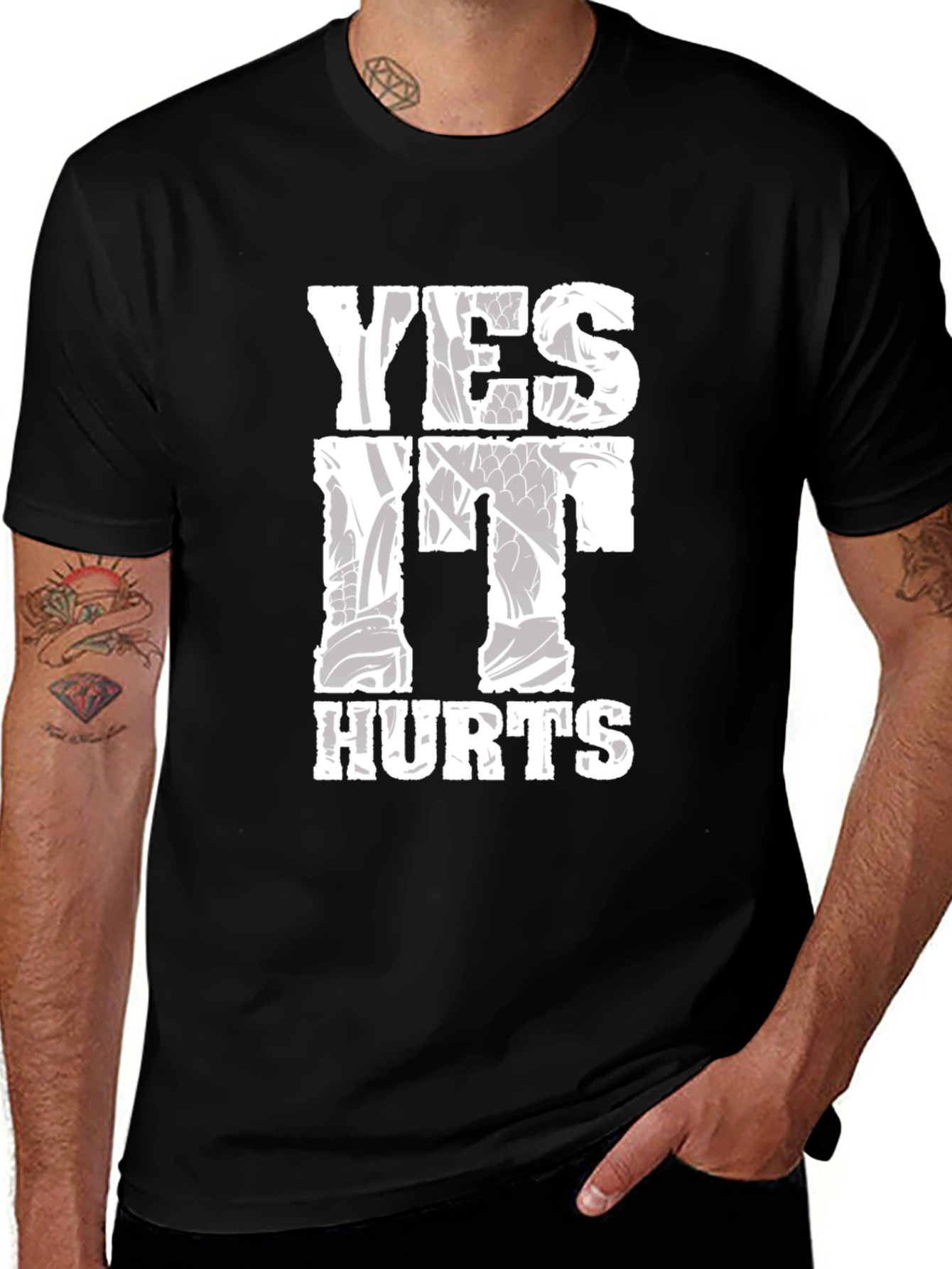 Variant 10 of Yes It Hurts Black Graphic T-Shirt
