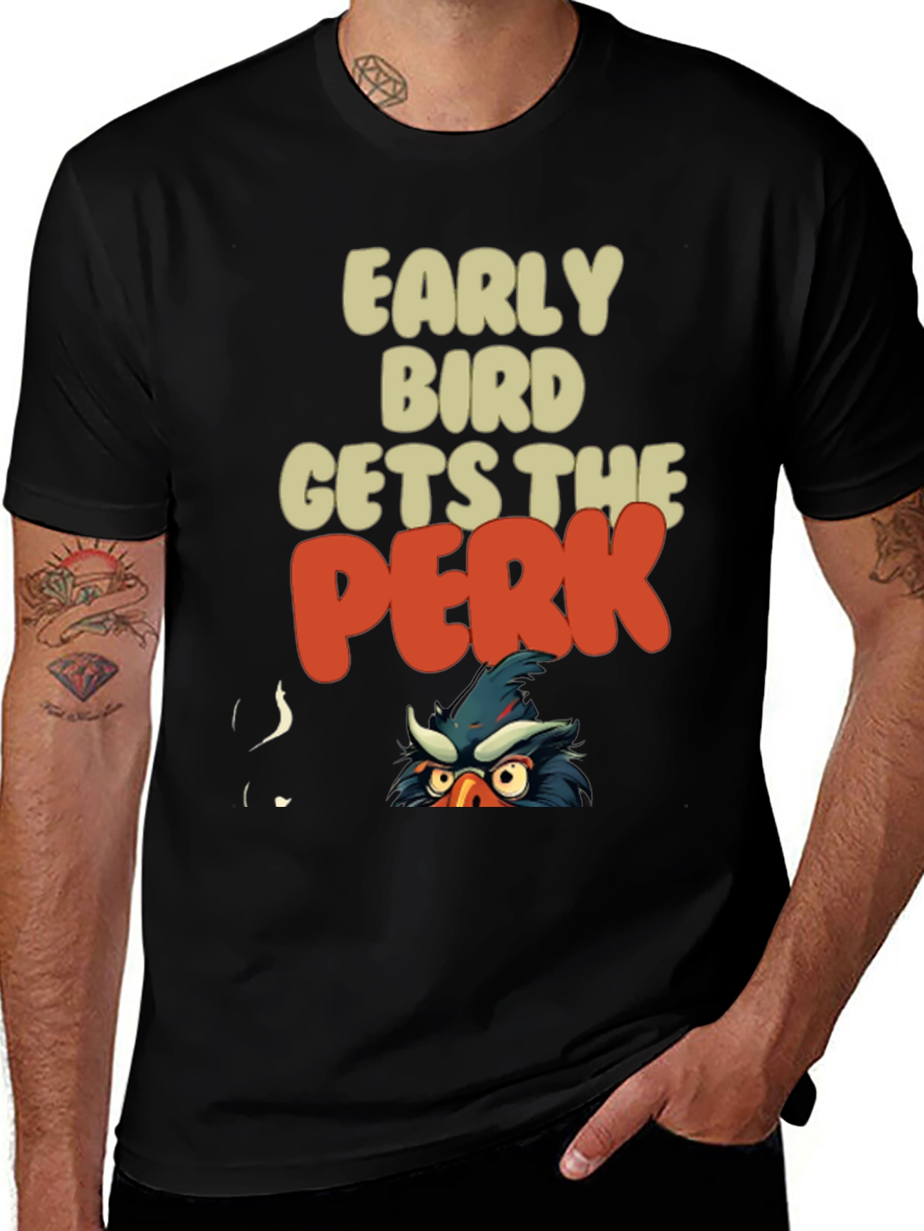 Variant 20 of Early Bird Gets The Perk Funny Graphic Tee