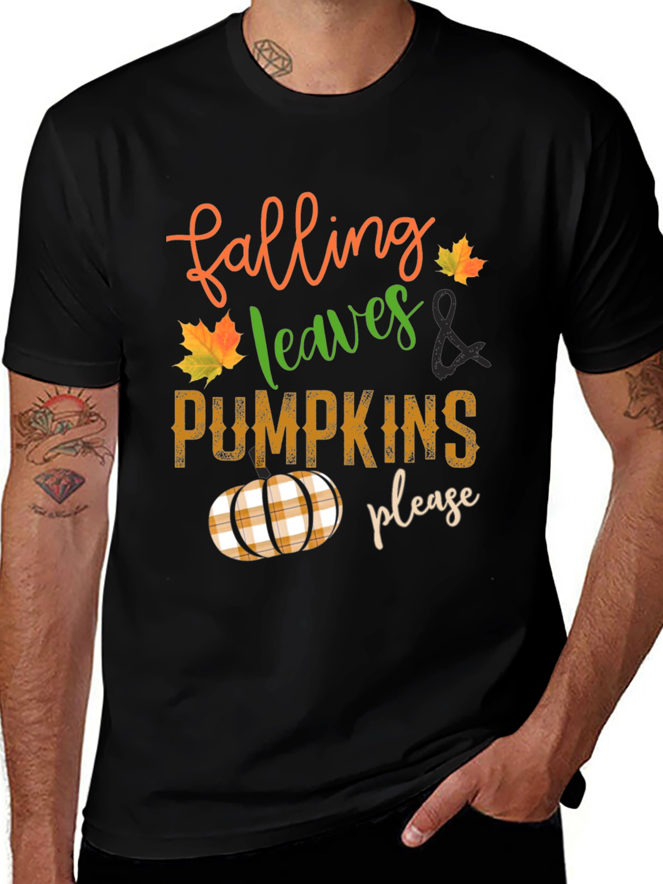 Falling Leaves and Pumpkins Please T-Shirt