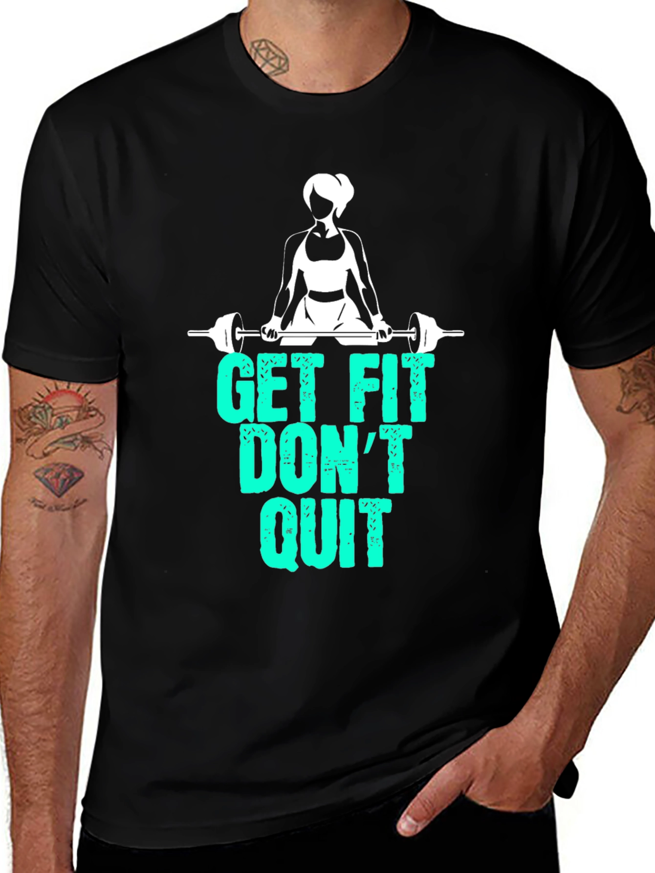 Variant 22 of Get Fit Don't Quit Graphic T-Shirt - Black
