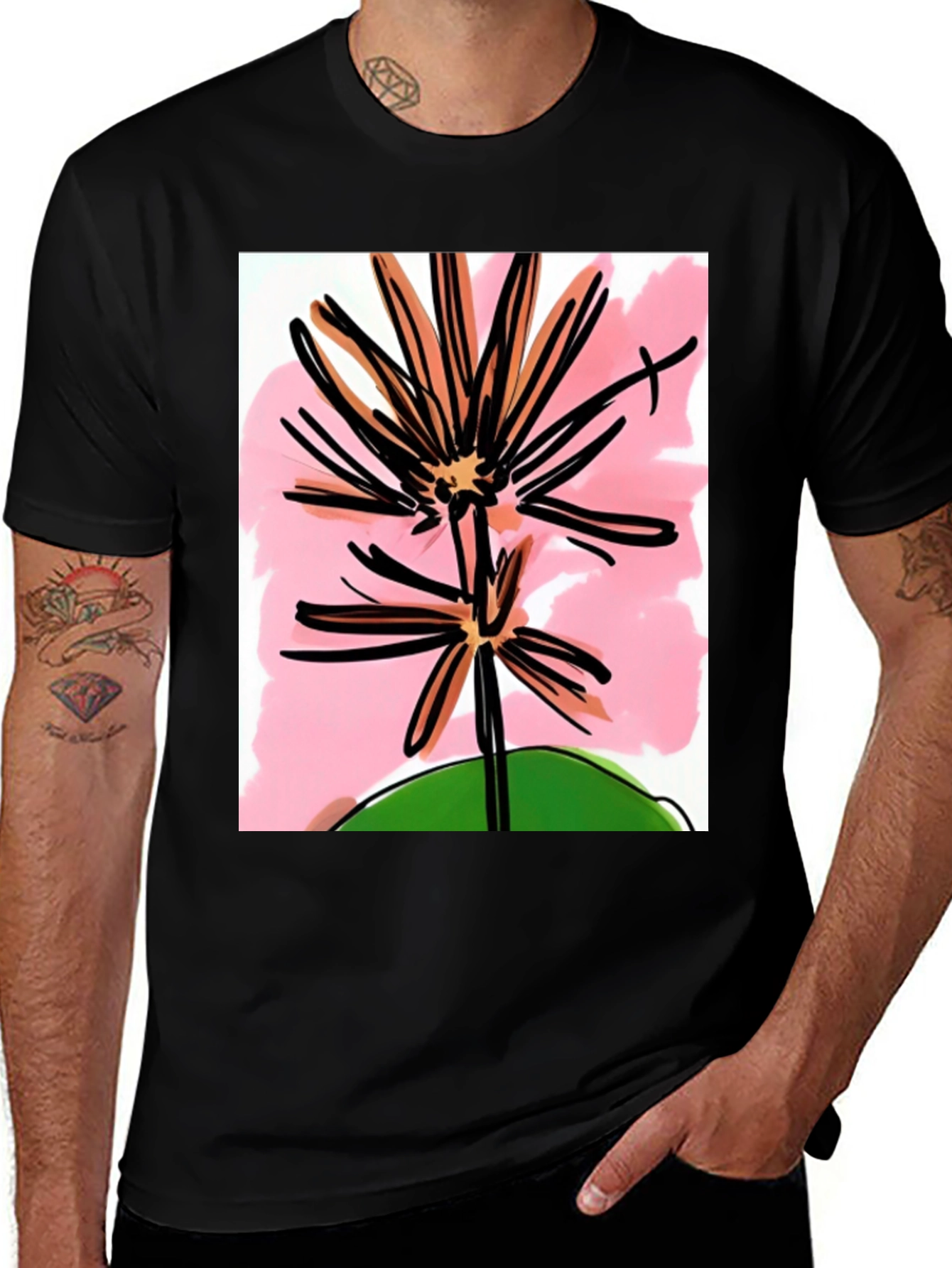 Variant 18 of Artistic Flower Graphic Tee - Modern Casual Style