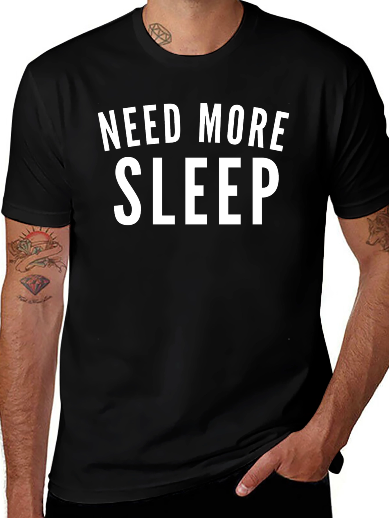 Need More Sleep Black T-Shirt Funny Slogan Tee