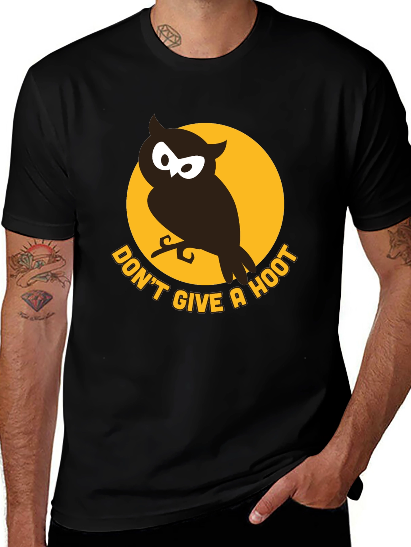 Variant 28 of Don't Give a Hoot Owl Graphic Tee - Black