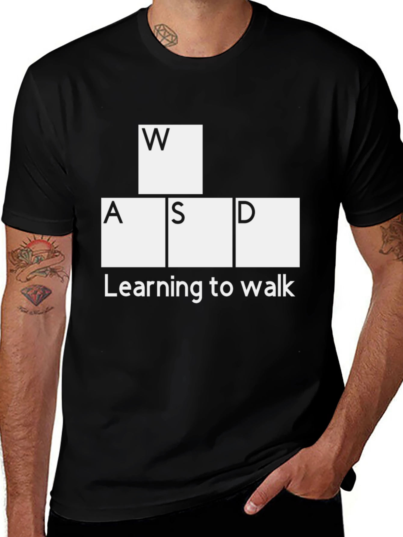 Variant 28 of Funny Gaming T-Shirt: WASD - Learning to Walk