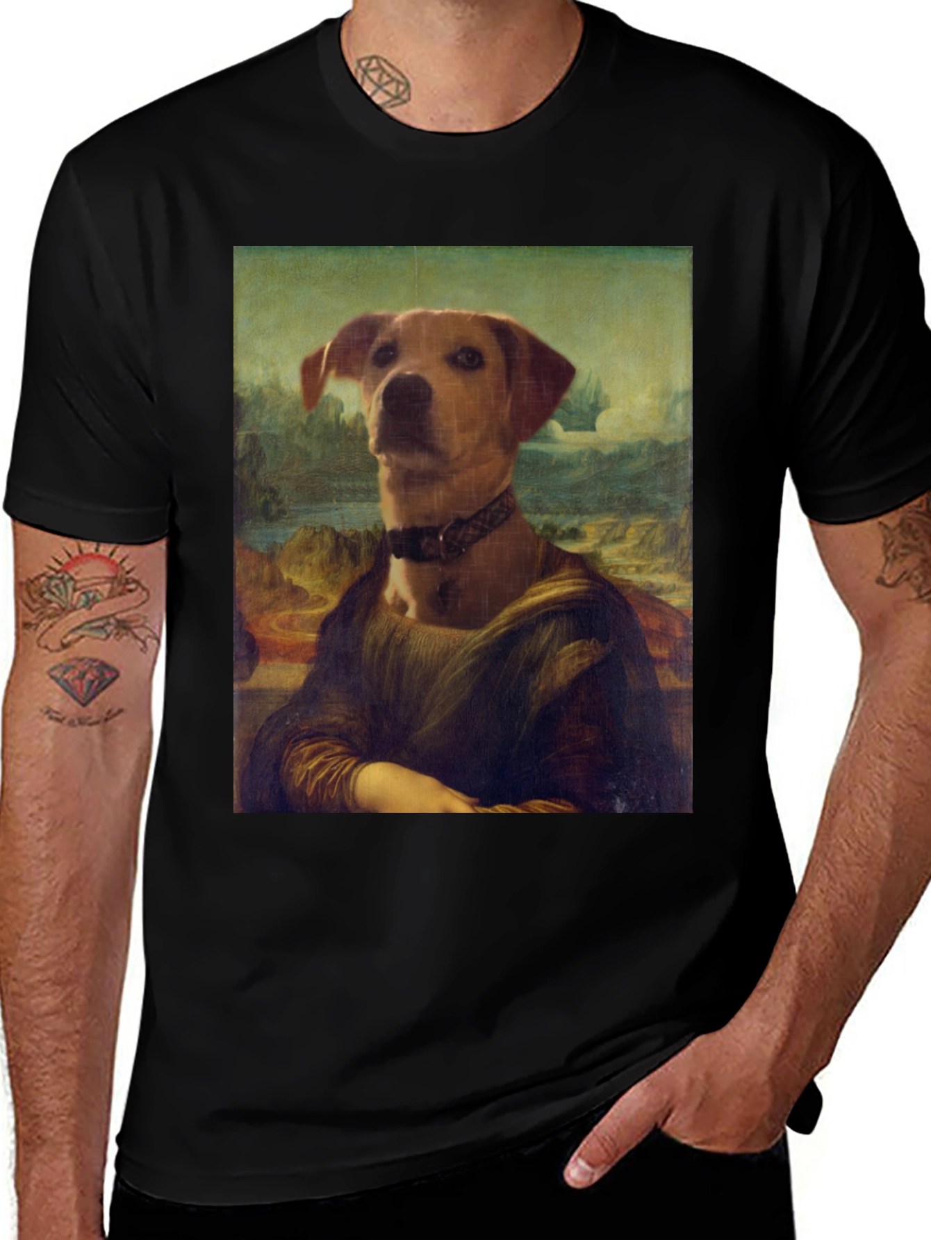 Variant 9 of Mona Lisa Dog T-Shirt - Funny Art Tee