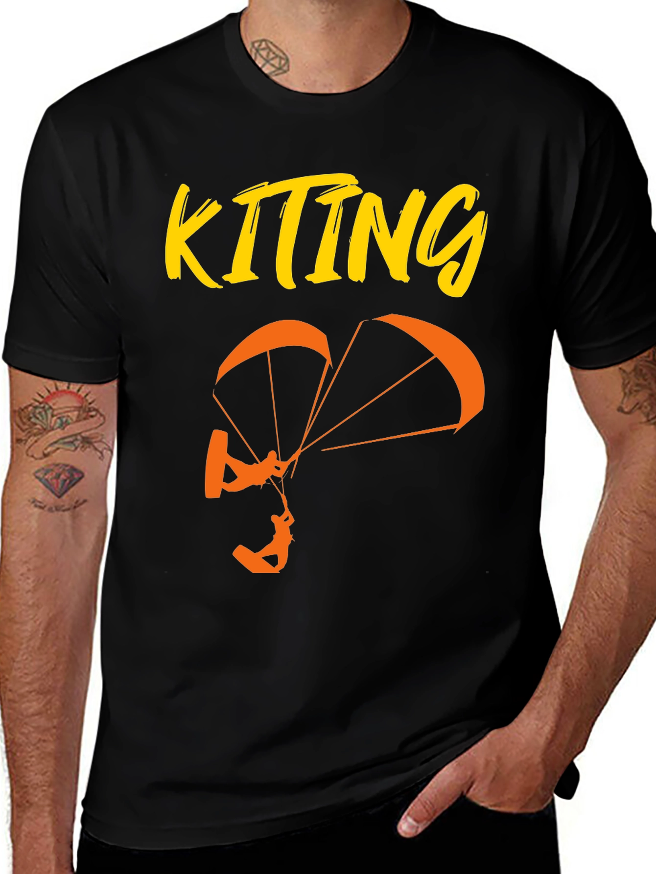 Variant 14 of Kiting T-Shirt - Black Graphic Tee for Kiteboarding Lovers