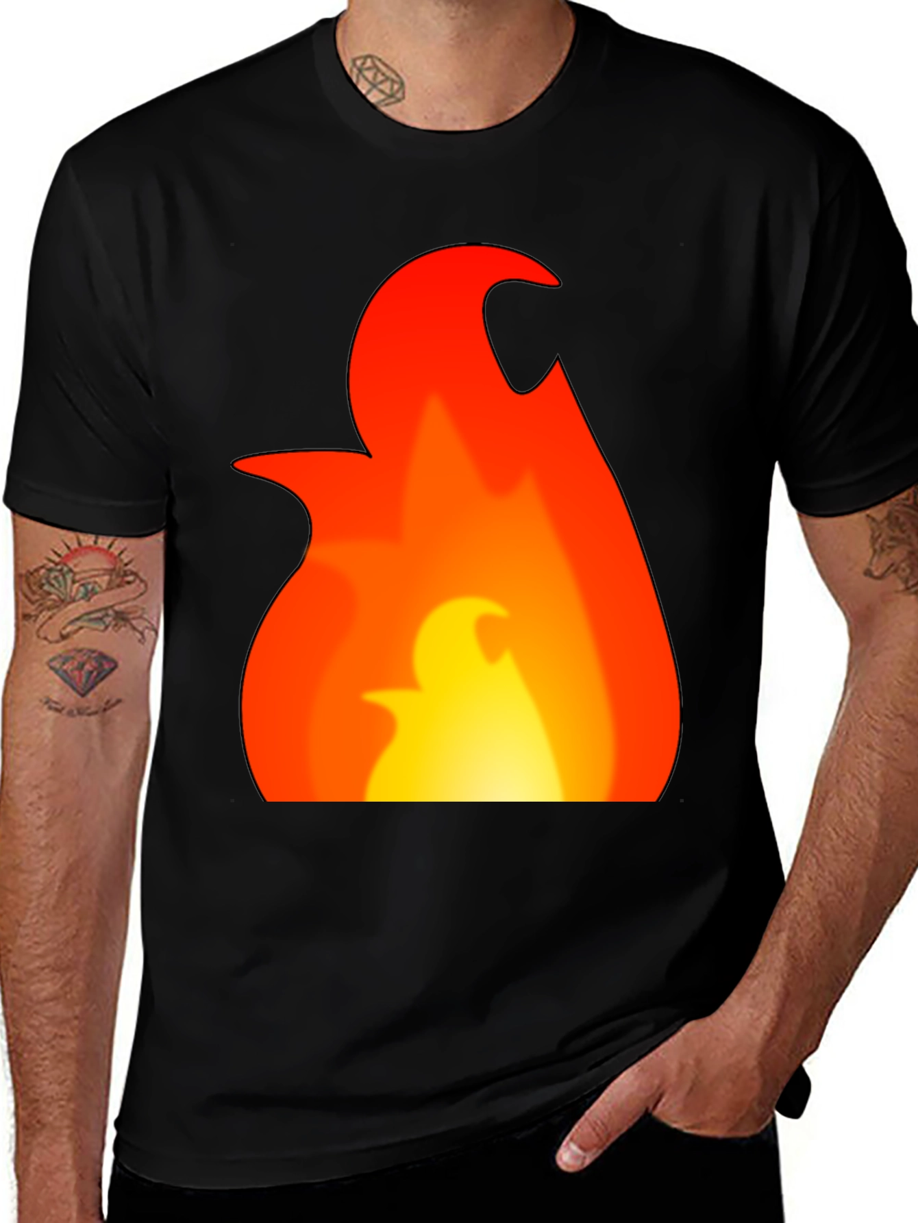 Flame Graphic Tee - Bold Black T-Shirt