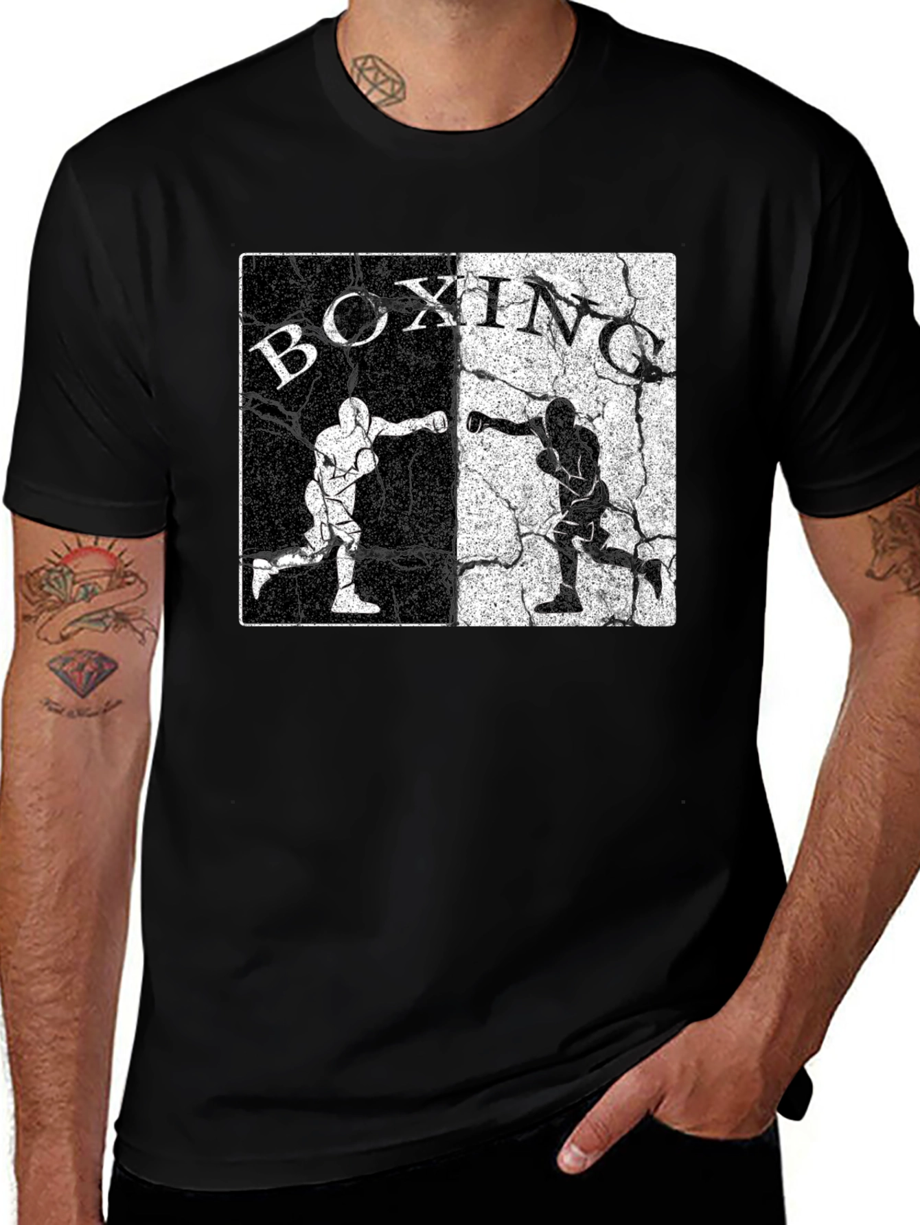 Variant 6 of Boxing Graphic Print Black T-Shirt