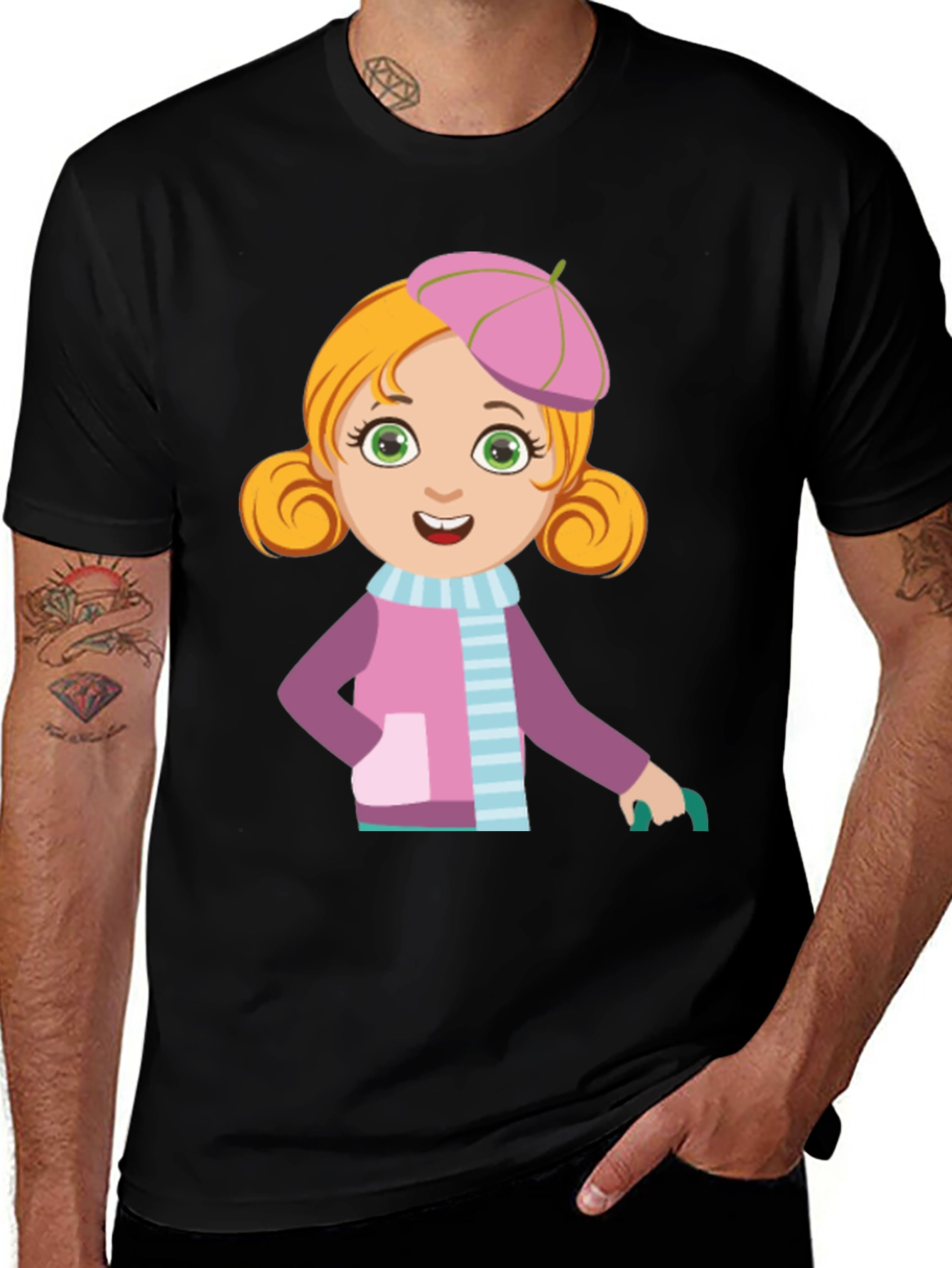 Cartoon Character Black T-Shirt