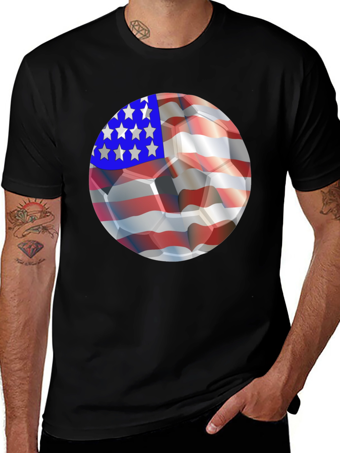 Variant 24 of USA Flag Soccer Ball Graphic Tee - Patriotic Shirt