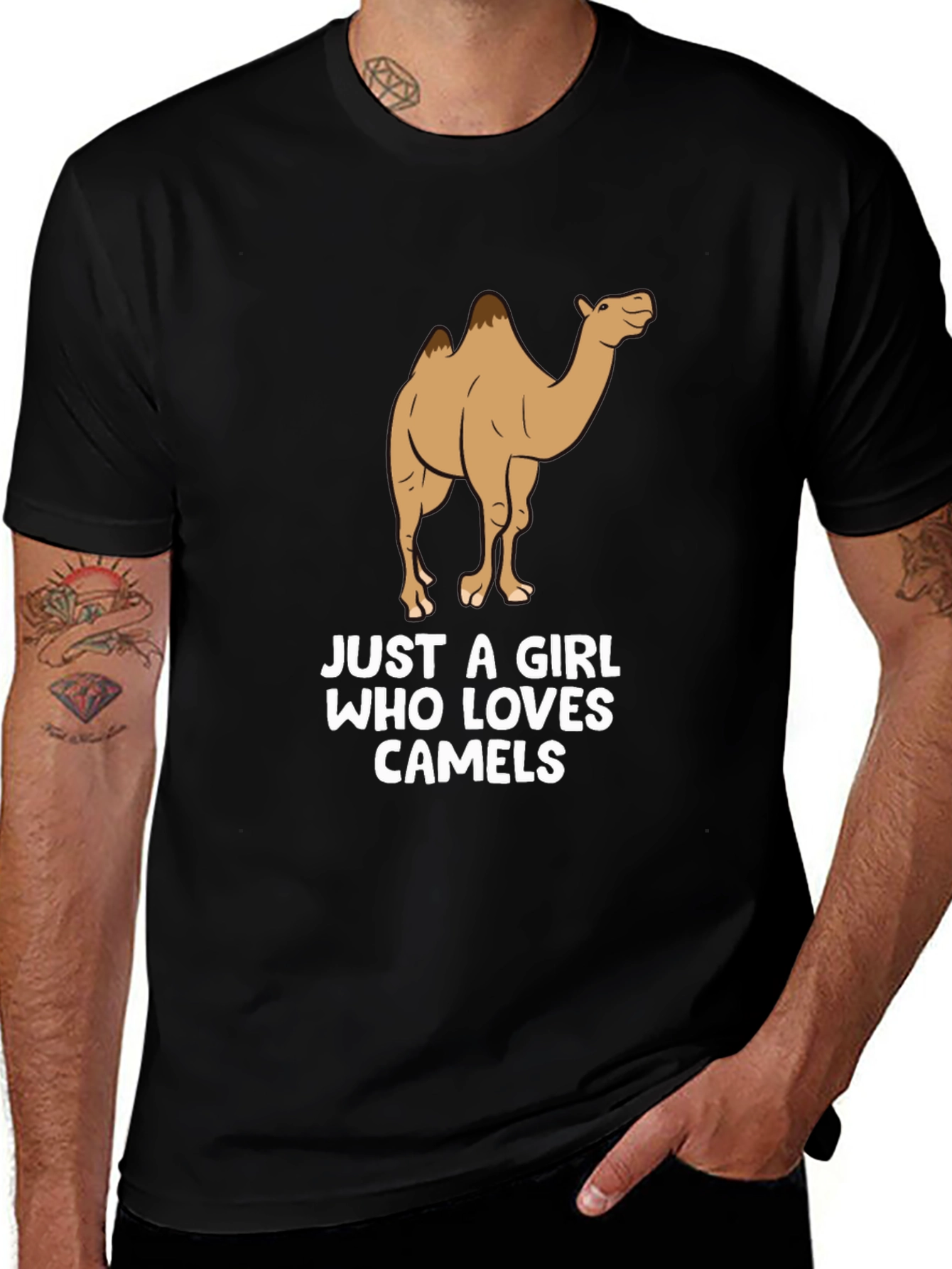 Variant 24 of Camel Lover Black T-Shirt: Just A Girl Who Loves Camels Tee