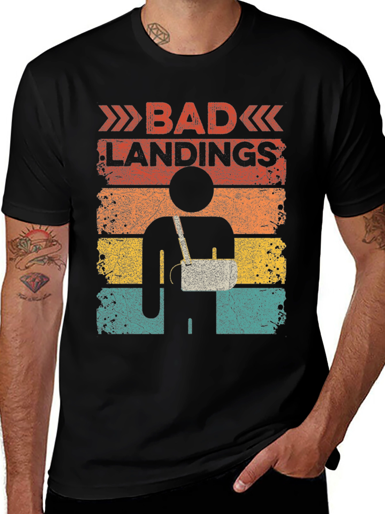 Variant 23 of Bad Landings Humor T-Shirt, Injury Tee