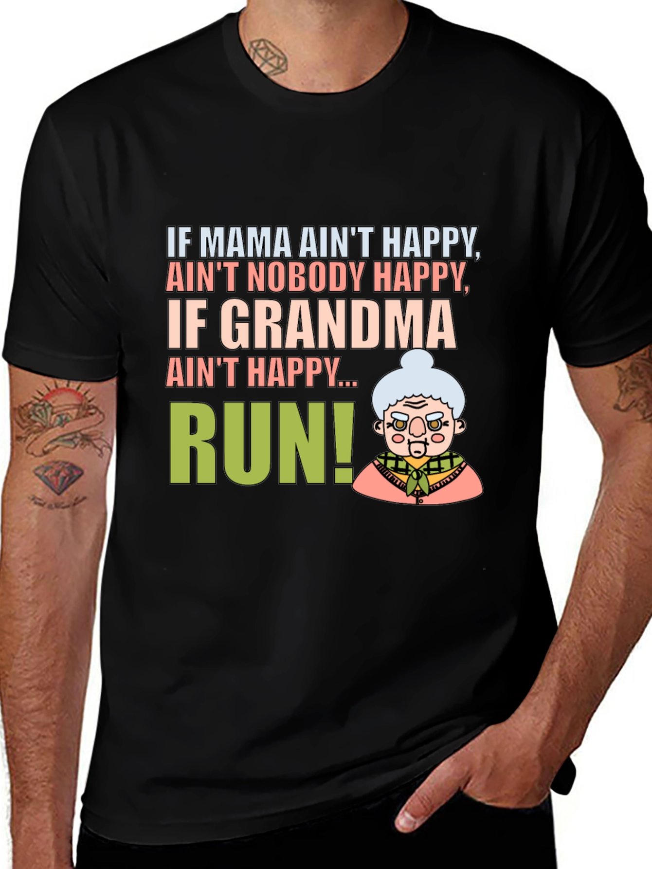 Variant 18 of Funny Grandma T-Shirt - If Grandma Ain't Happy, Run!