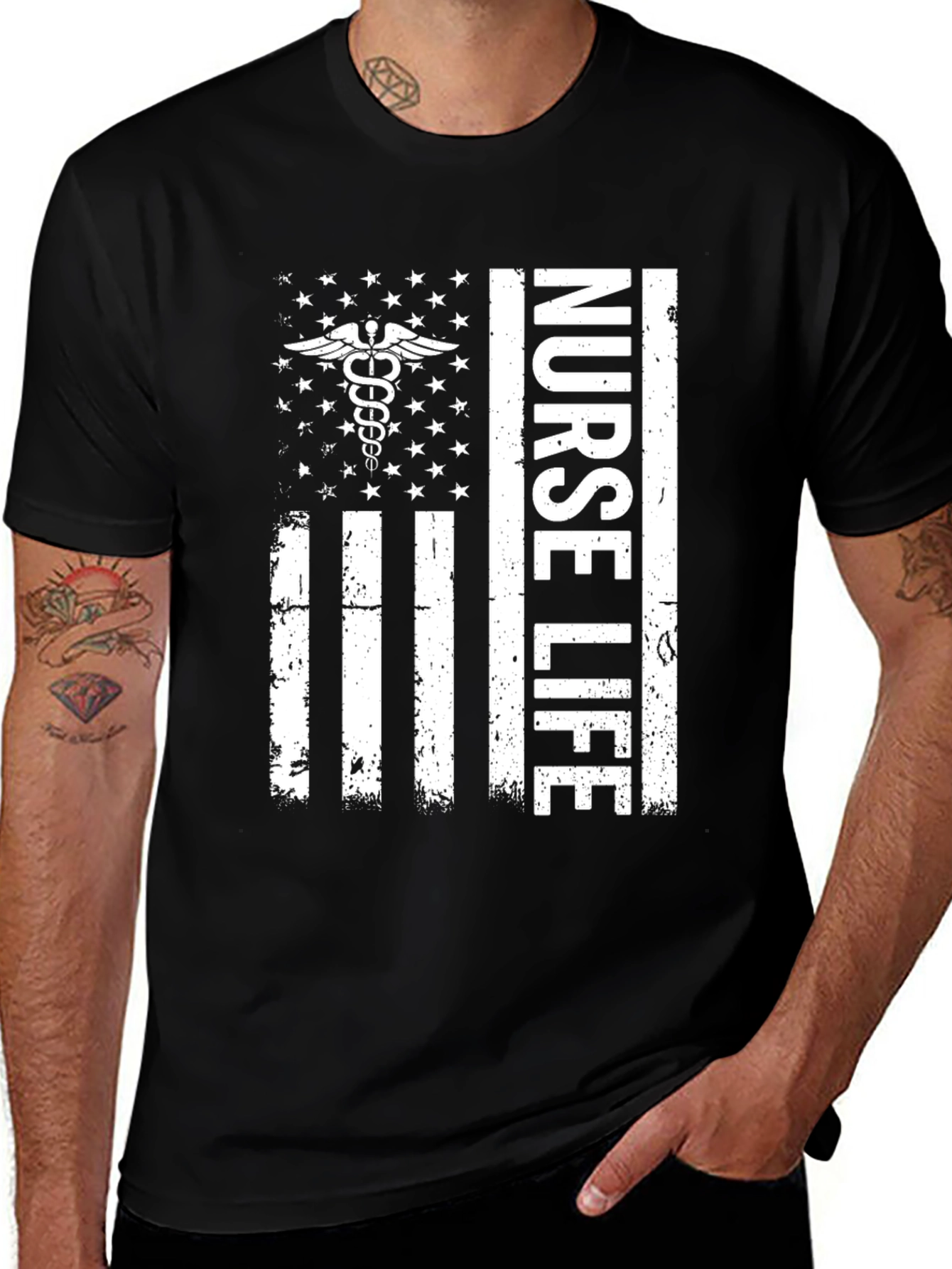 Variant 30 of Nurse Life American Flag Graphic T-Shirt