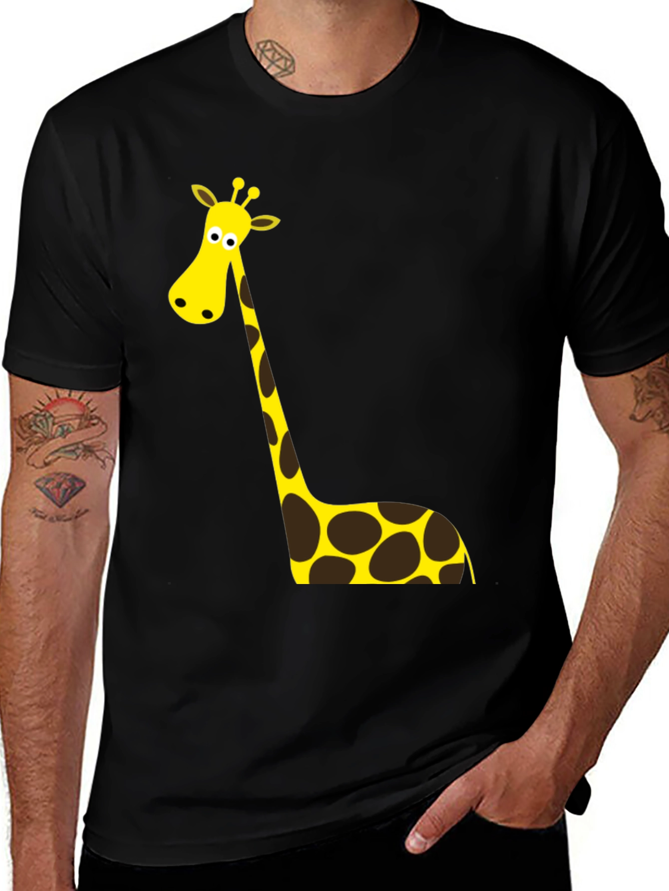 Variant 11 of Giraffe Graphic Tee - Black Cotton T-Shirt
