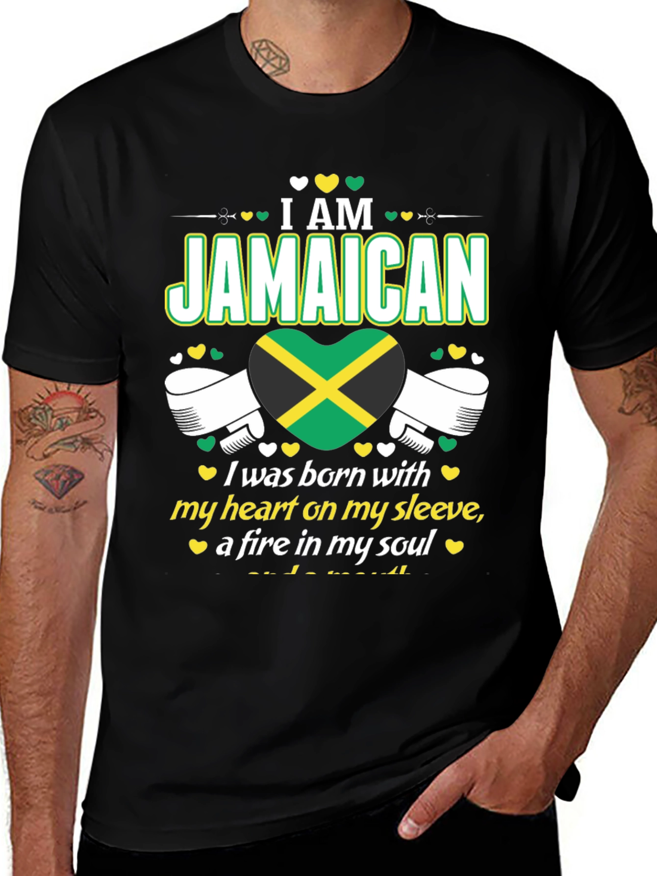 I am Jamaican T-Shirt - Born With Heart on My Sleeve