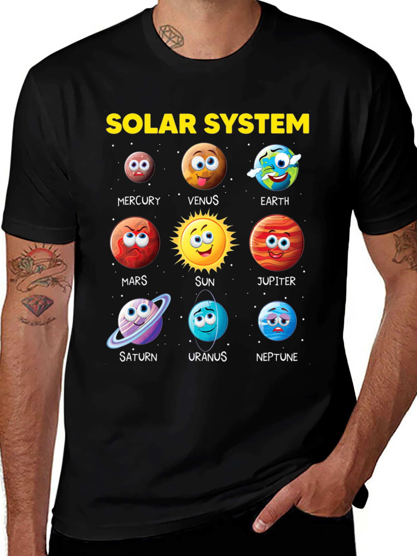 Variant 22 of Solar System Planets Cartoon T-Shirt