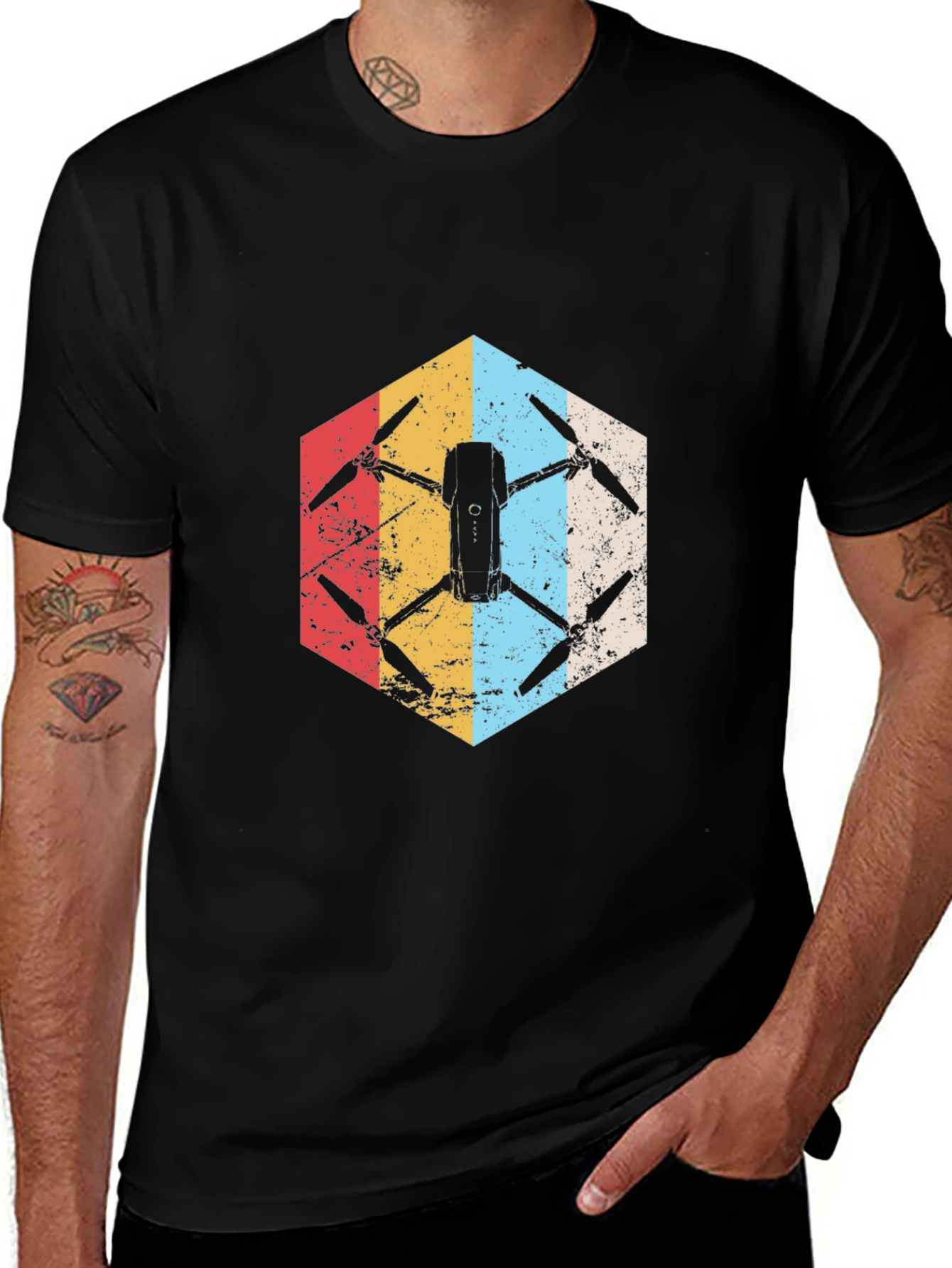 Variant 2 of Retro Drone Hexagon T-Shirt