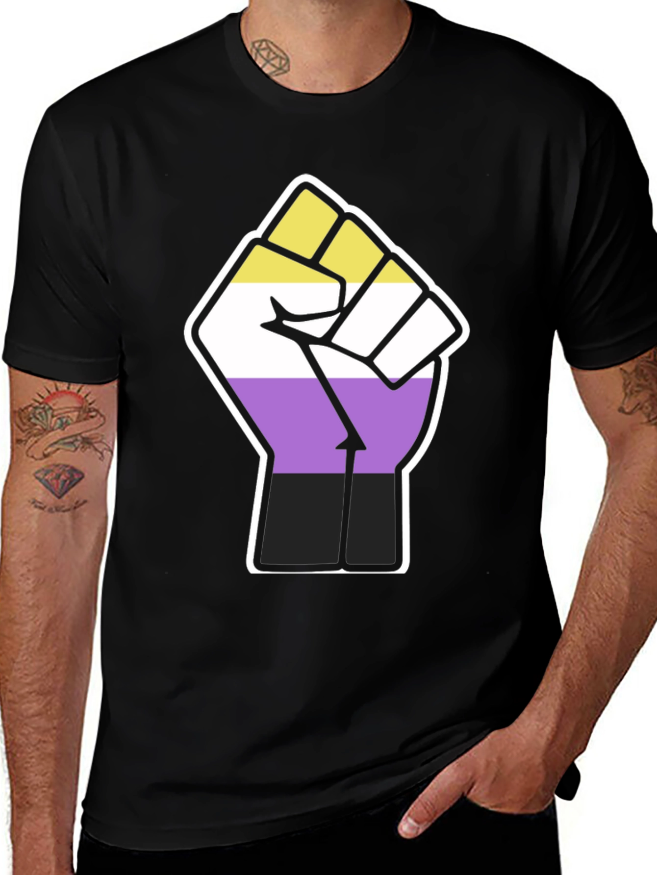 Variant 28 of Nonbinary Pride Fist T-Shirt