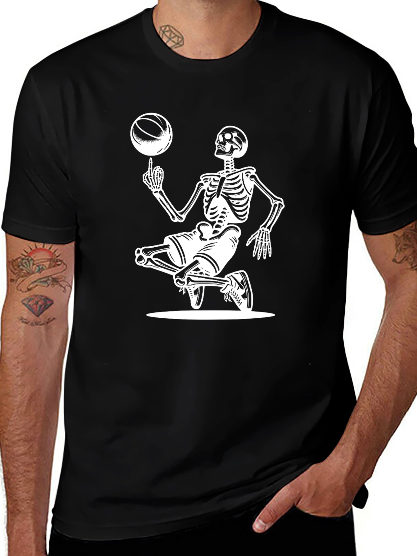 Variant 16 of Skeleton Basketball T-Shirt - Spin to Win!