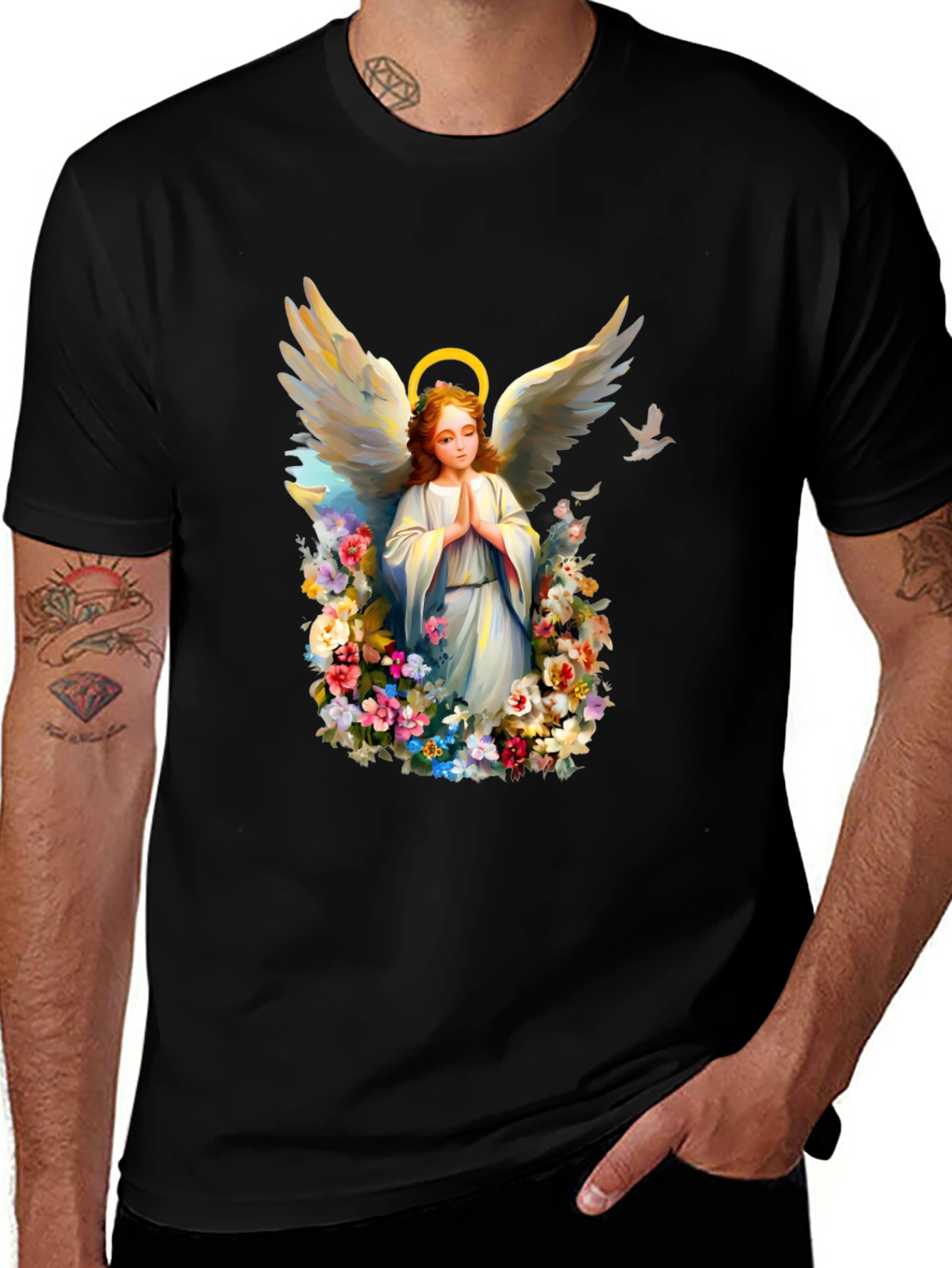 Variant 17 of Angel Floral T-Shirt: Heavenly Graphic Tee