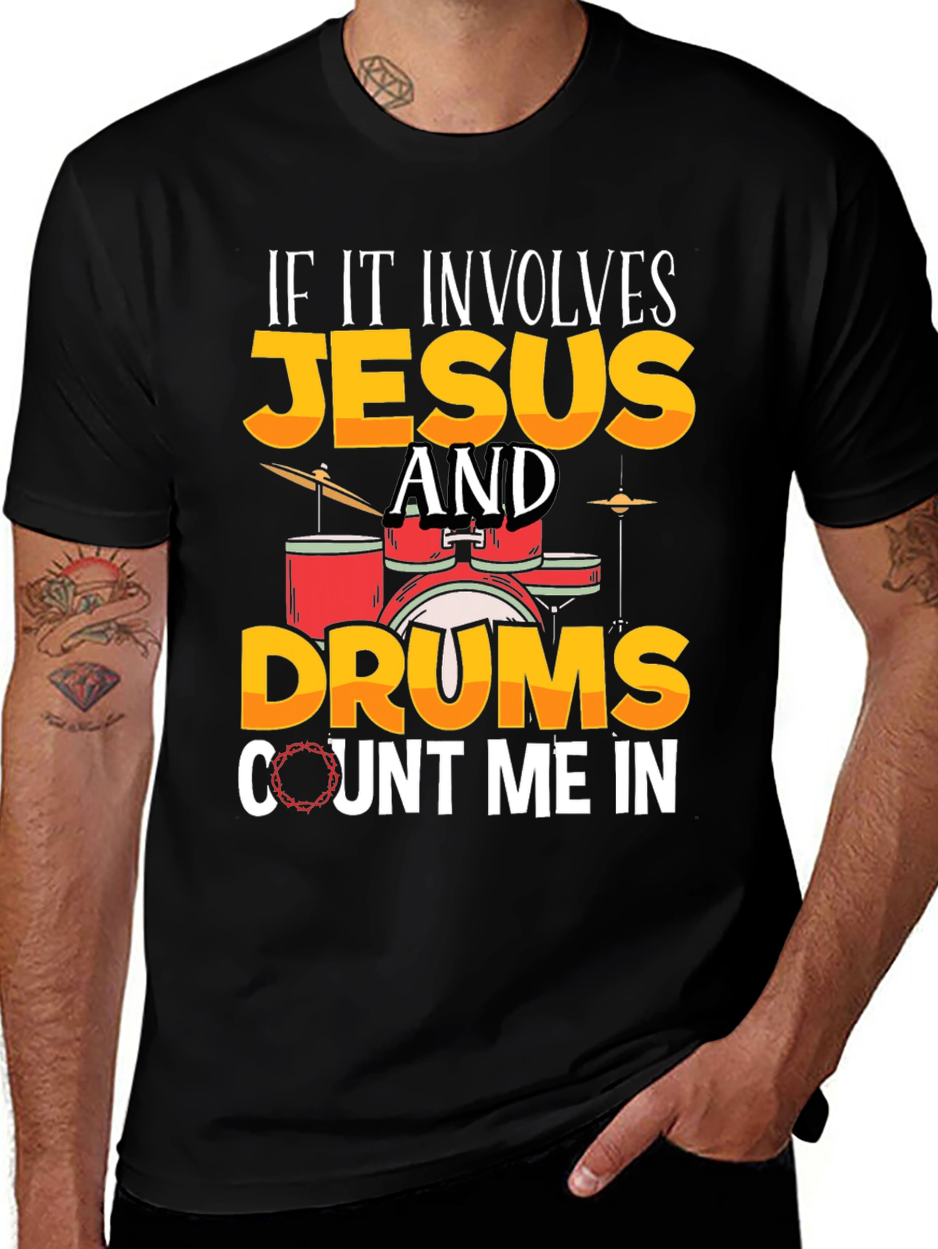 Variant 18 of Jesus and Drums T-Shirt