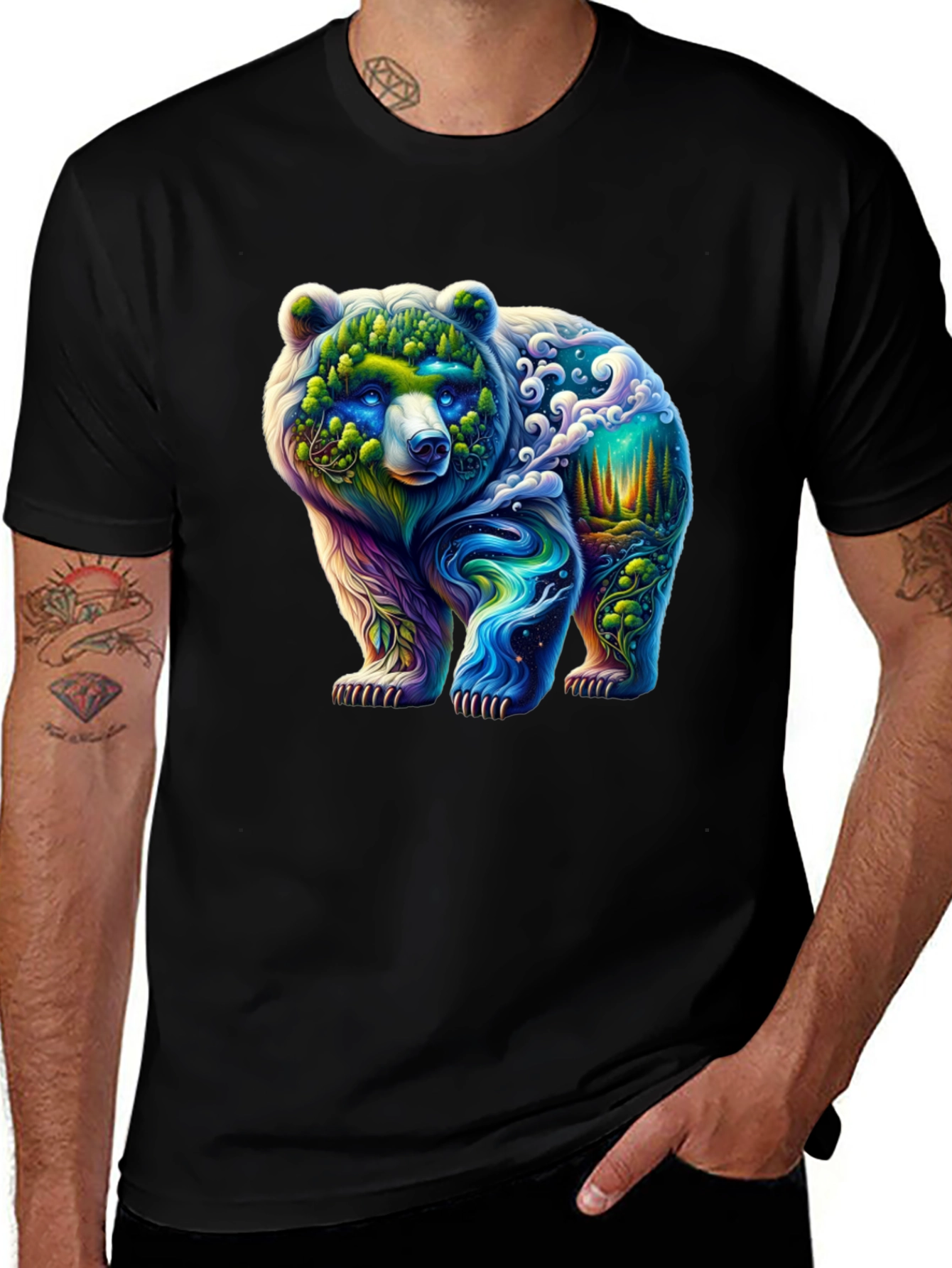 Variant 5 of Nature Bear Graphic Tee - Black
