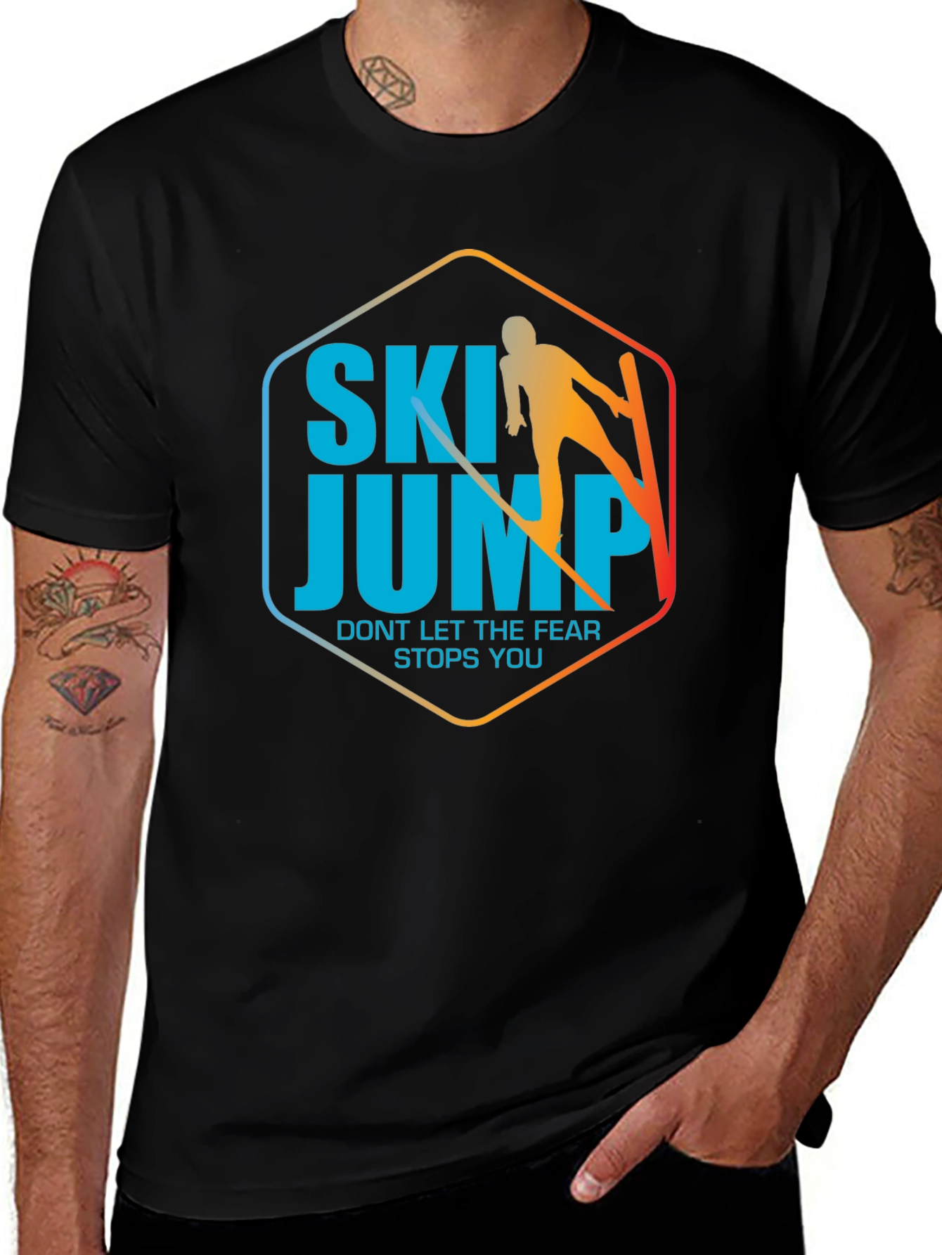 Variant 7 of Ski Jump T-Shirt - Don't Let Fear Stop You!