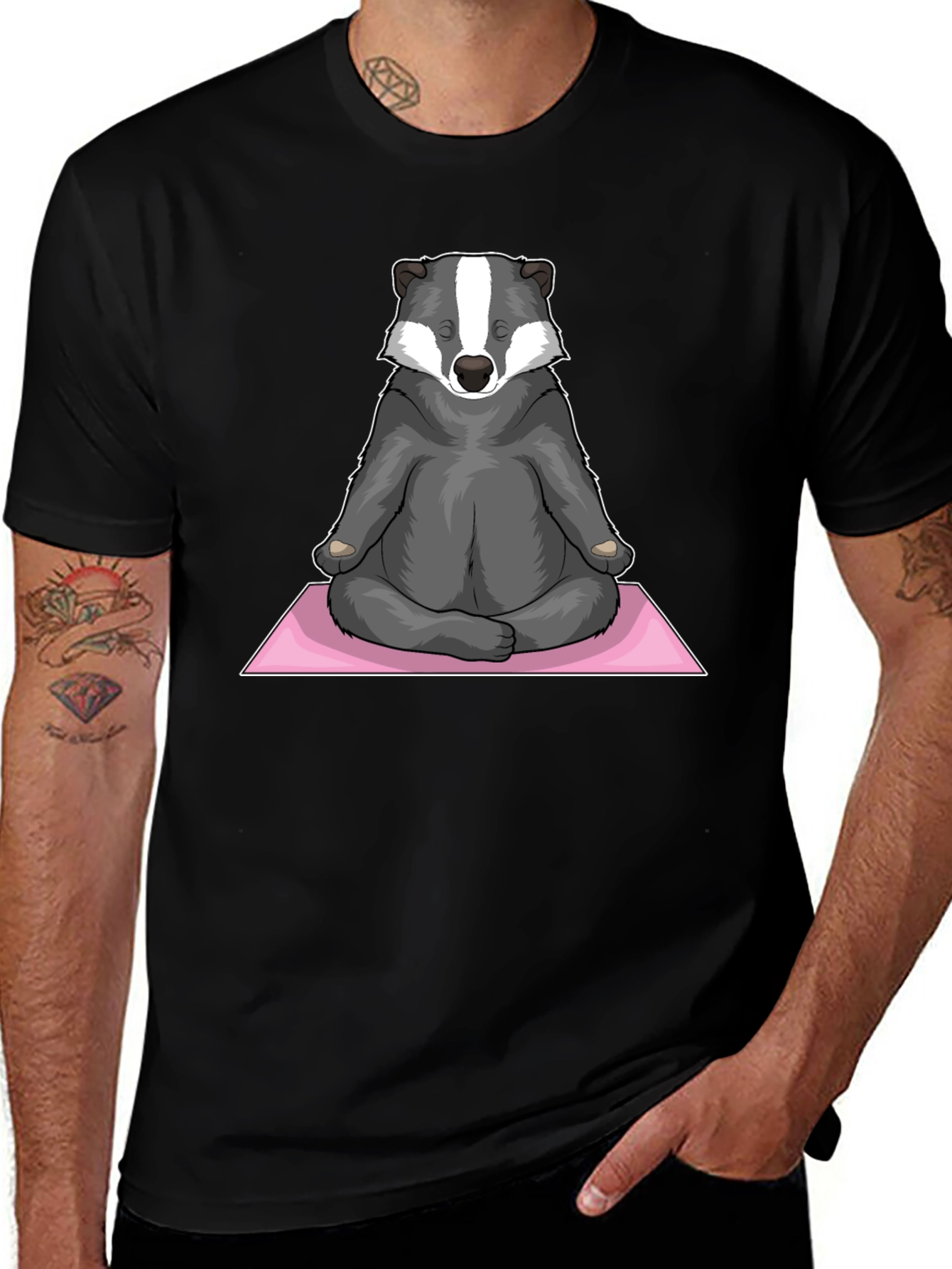 Variant 5 of Yoga Badger T-Shirt - Meditating Animal Tee