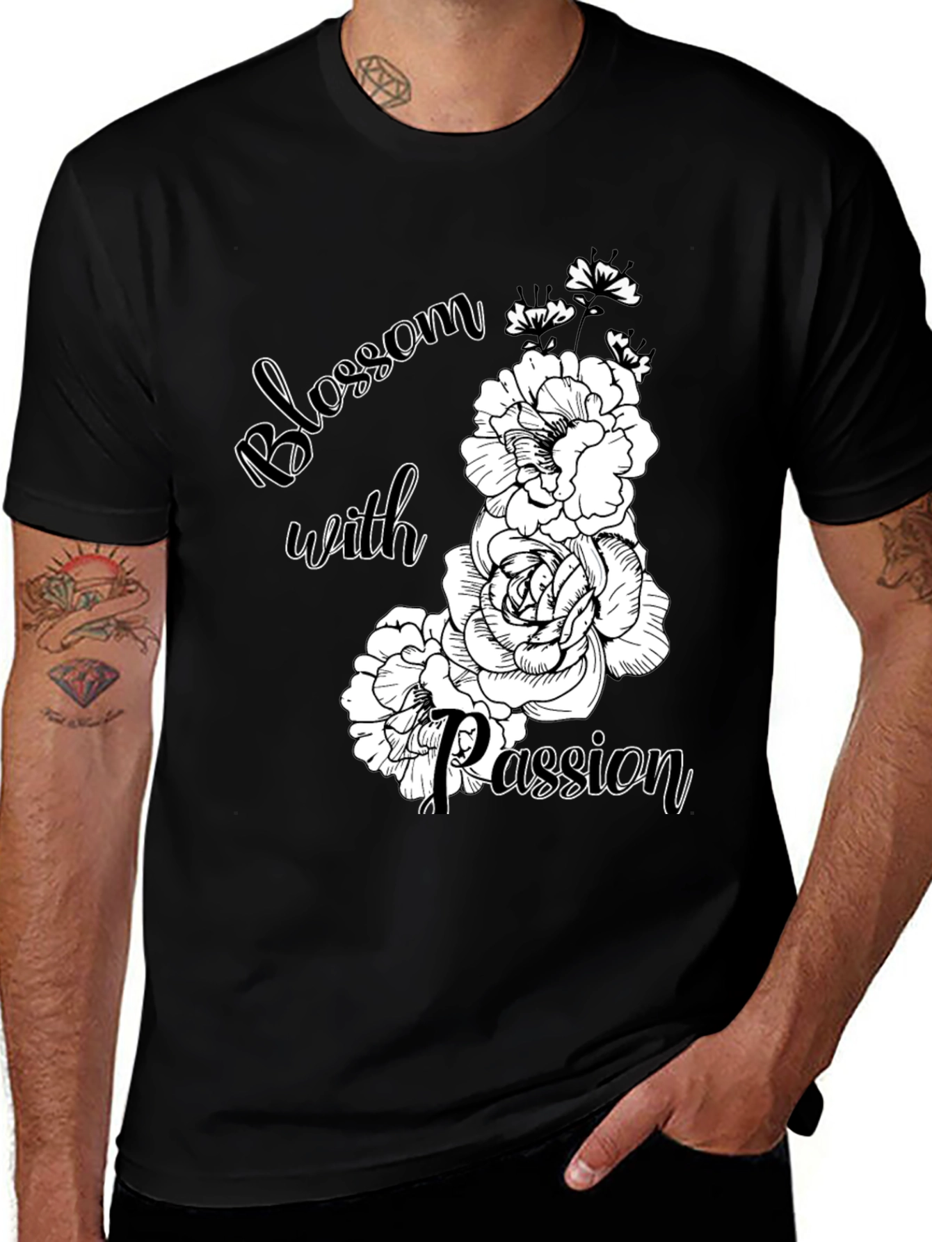 Variant 20 of Blossom With Passion Black Graphic Tee