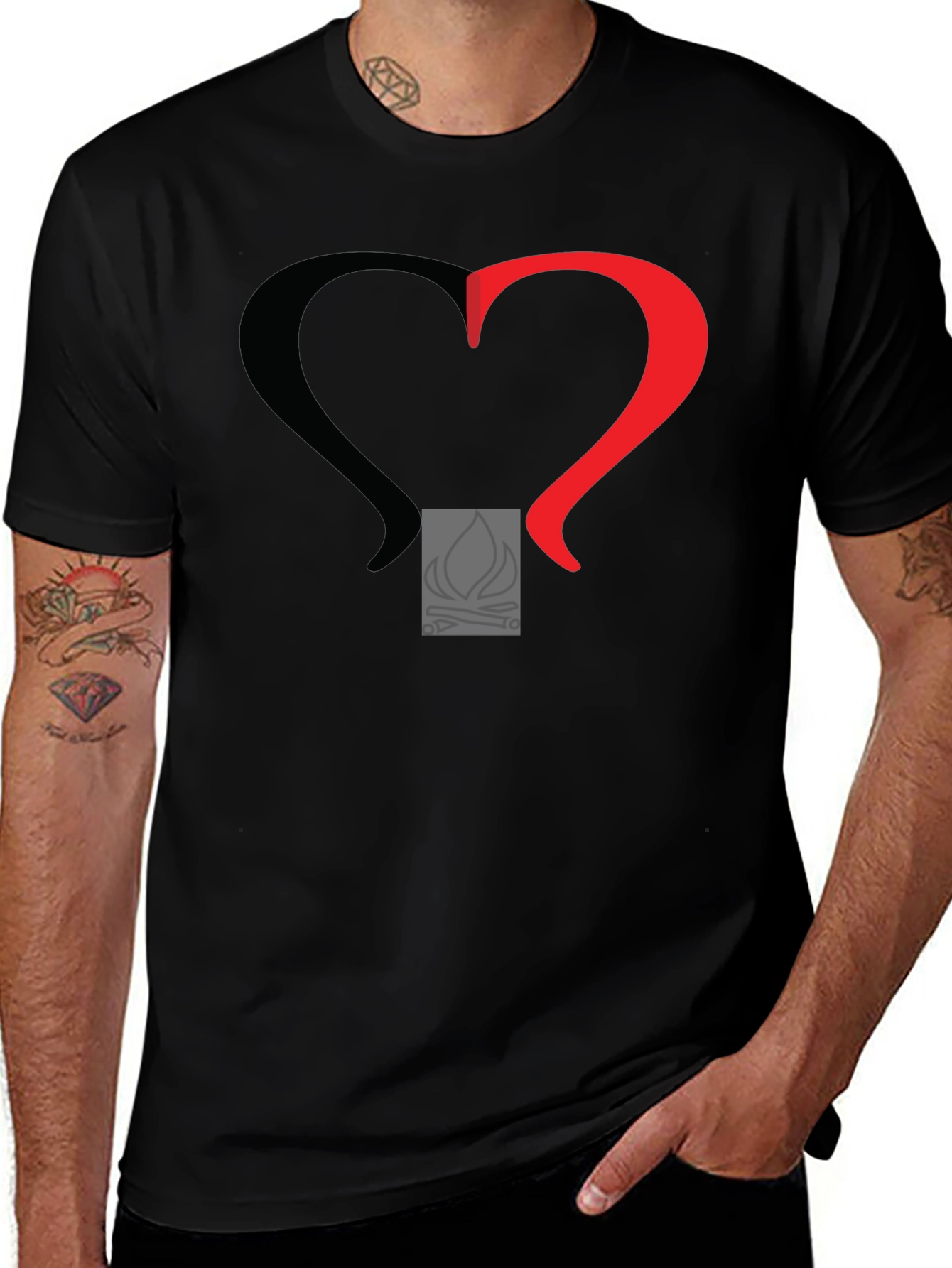Variant 16 of Heart & Flame Graphic T-Shirt - Unique Design