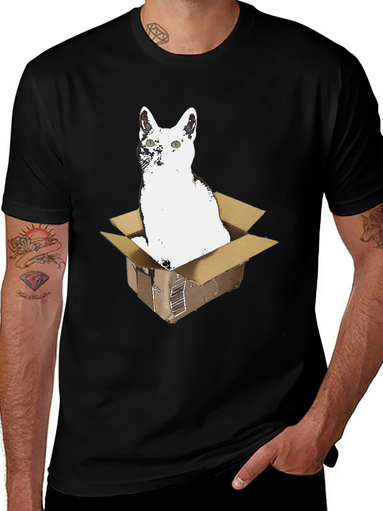 Variant 11 of Cat in a Box Graphic T-Shirt - Unique Unisex Tee