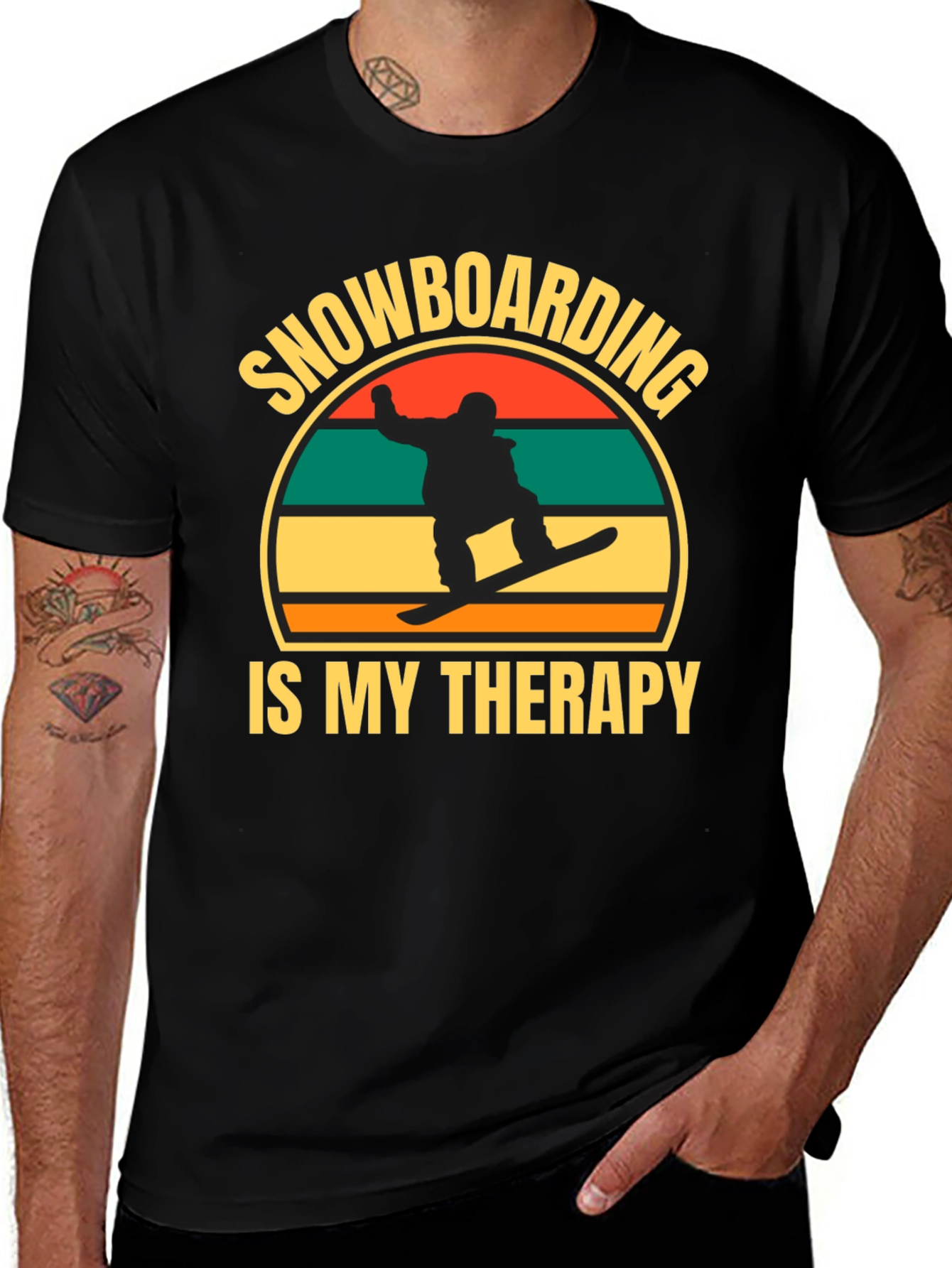 Variant 21 of Snowboarding is My Therapy Graphic T-Shirt