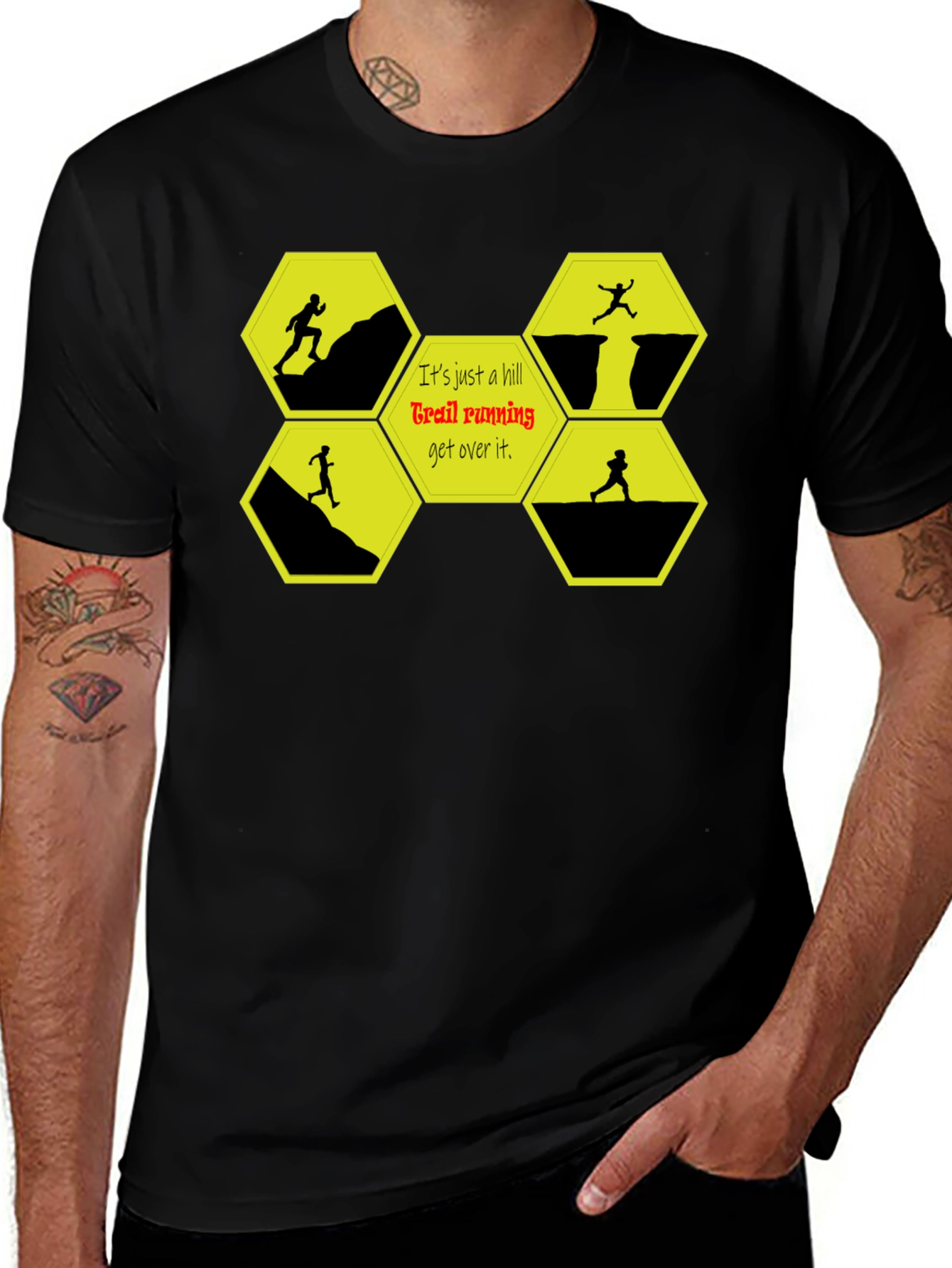 Variant 14 of Trail Running Graphic T-Shirt - Conquer Hills!