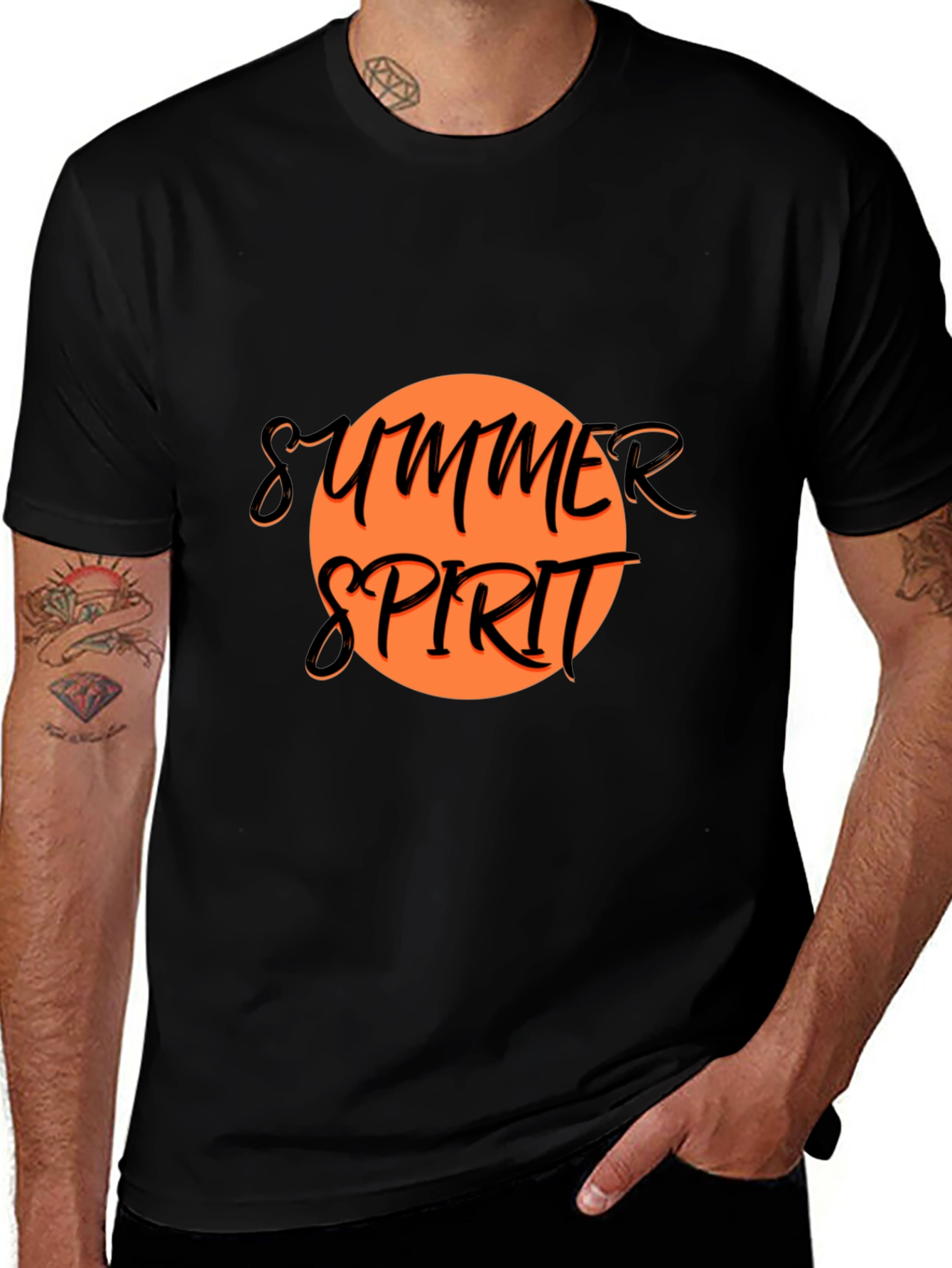 Variant 27 of Summer Spirit Graphic Tee - Black Cotton T-Shirt