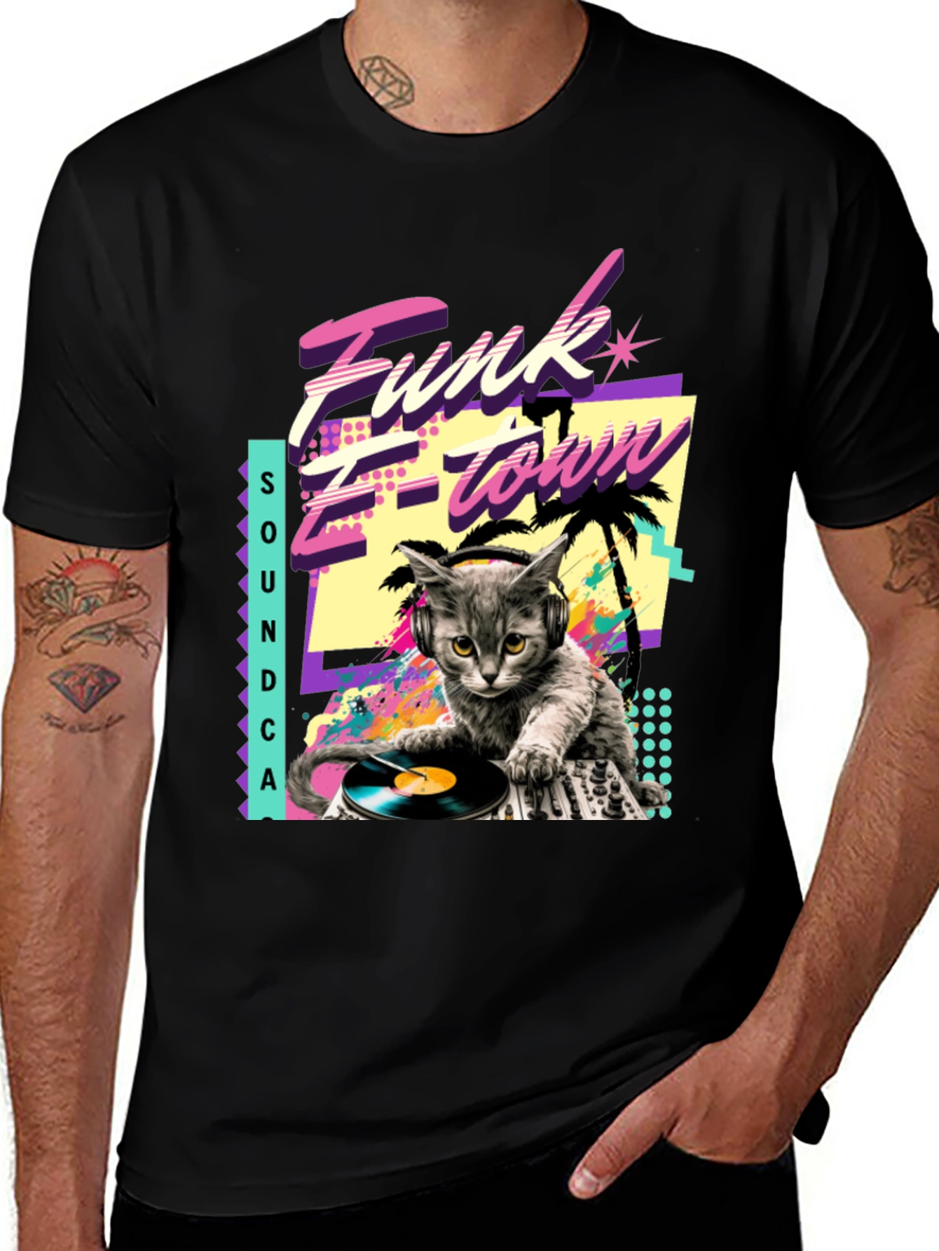 Variant 10 of DJ Cat Graphic Tee - Funk E-Town T-Shirt