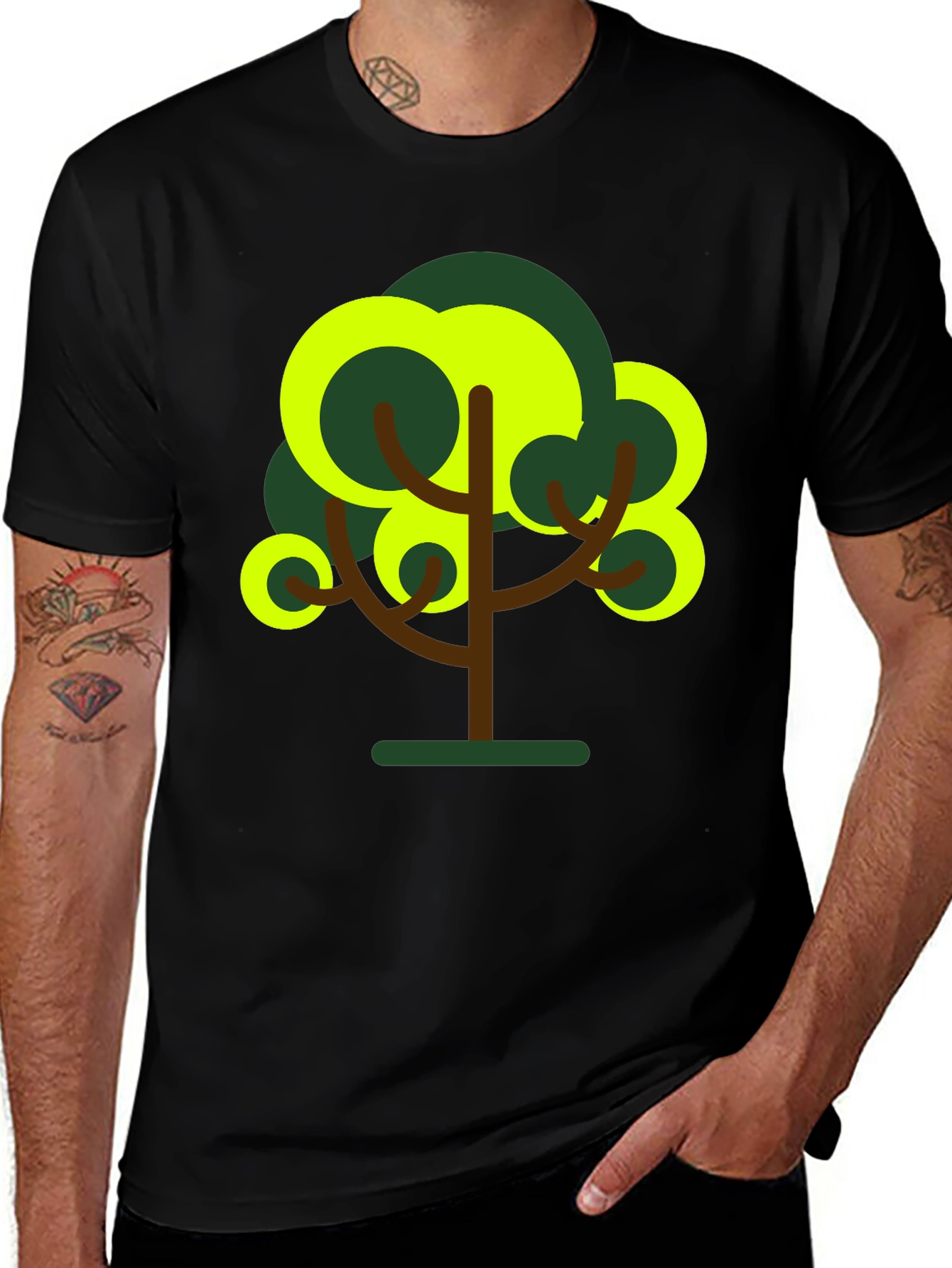 Variant 18 of Abstract Tree Graphic Tee - Black