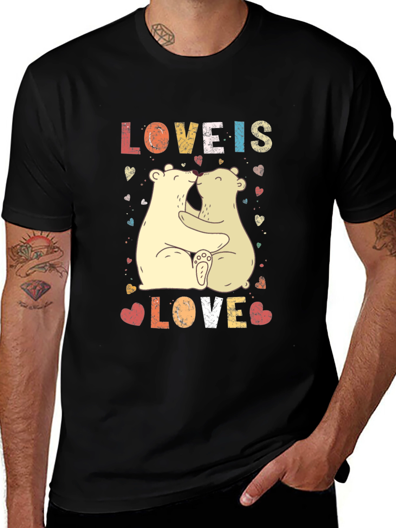 Variant 21 of Love is Love Polar Bear Graphic Tee - Black