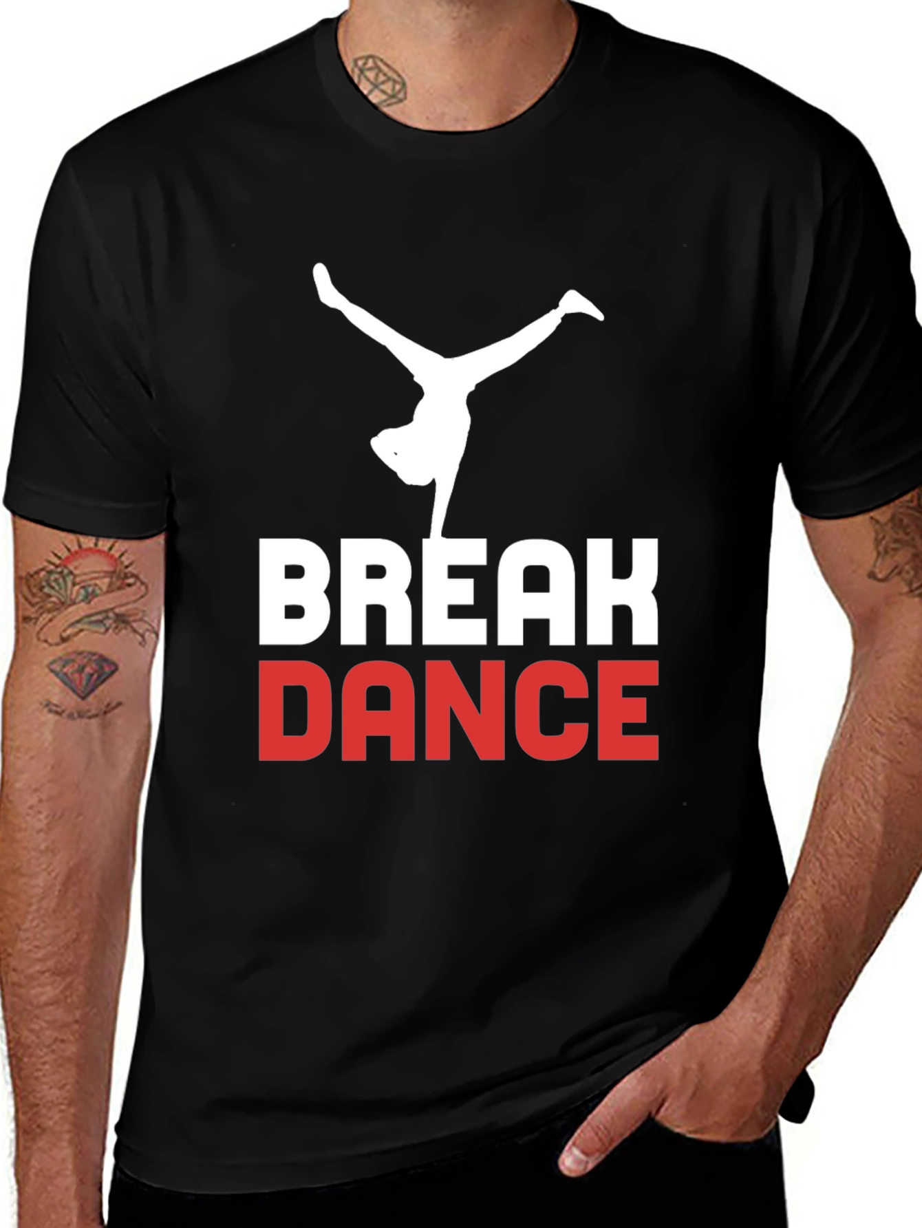 Variant 7 of Break Dance Graphic Tee - Black Cotton