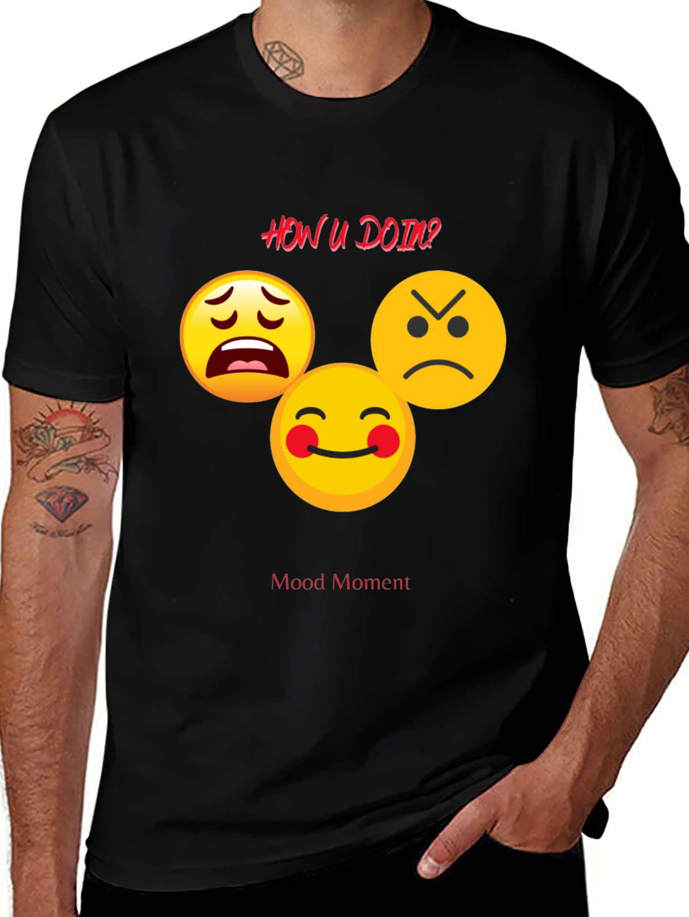 Variant 18 of Mood Moment Emoji Graphic Black T-Shirt