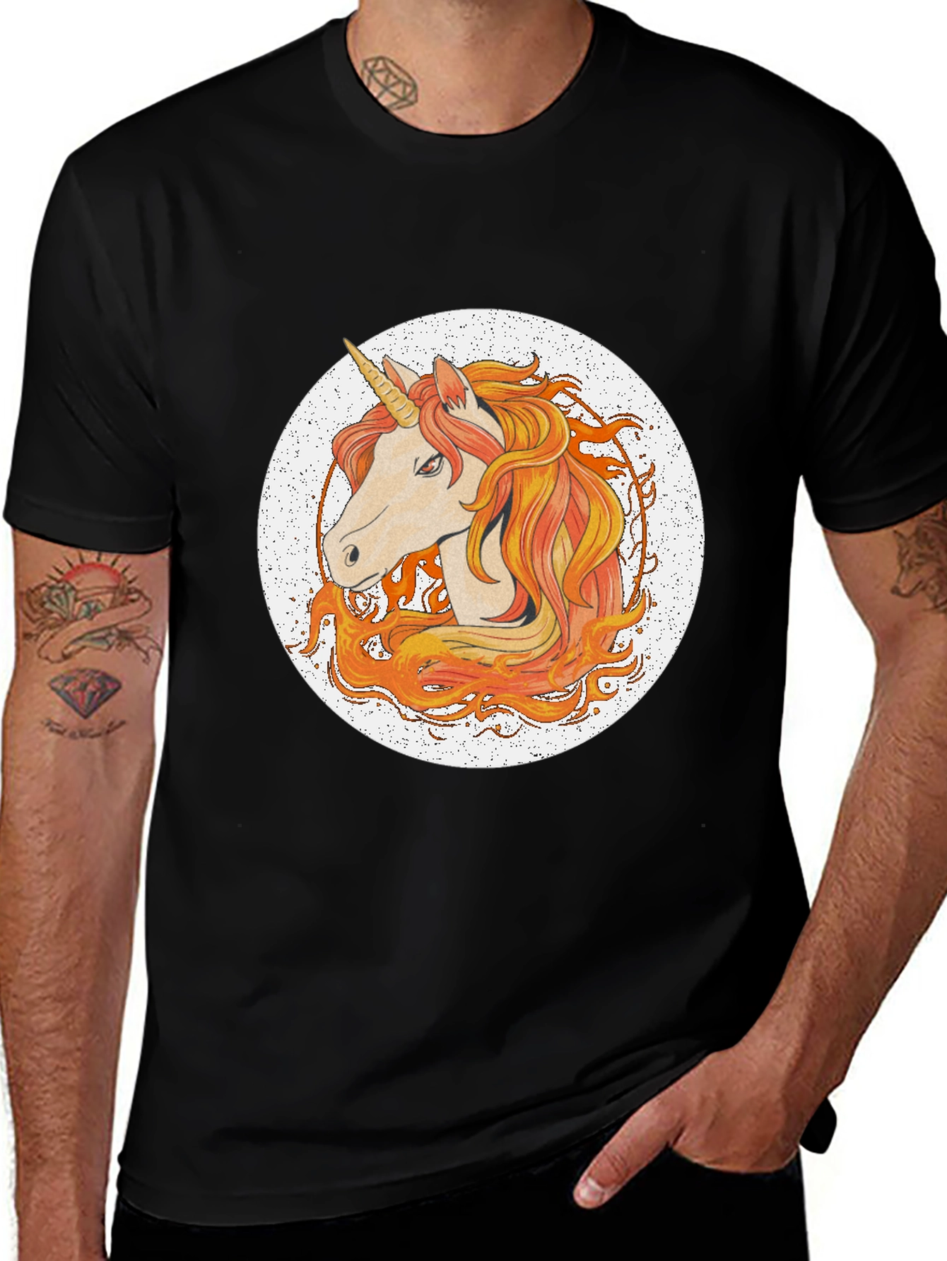 Variant 3 of Unicorn Graphic Tee - Black Cotton T-Shirt