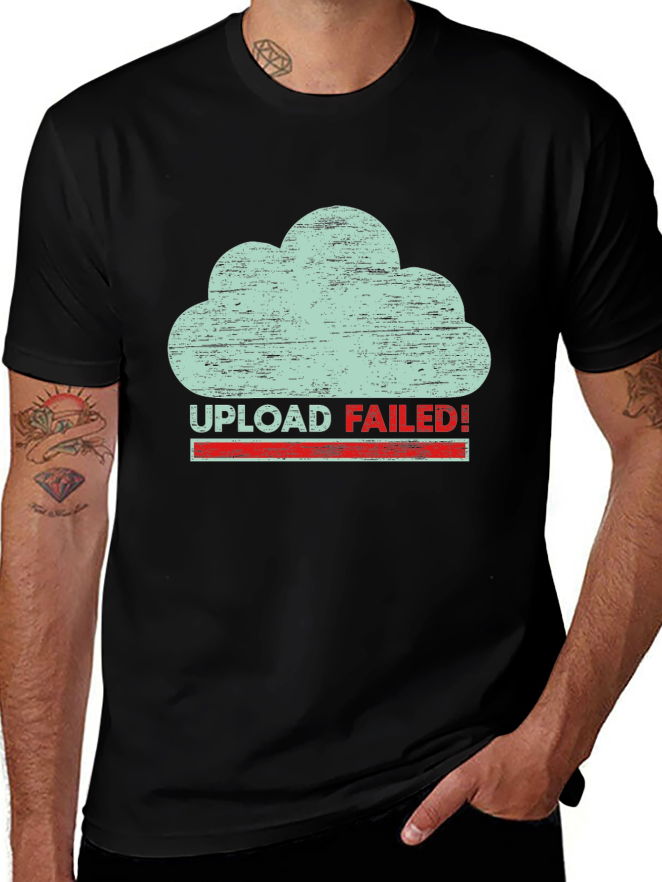 Variant 9 of Upload Failed Graphic T-Shirt - Black Cotton Tee