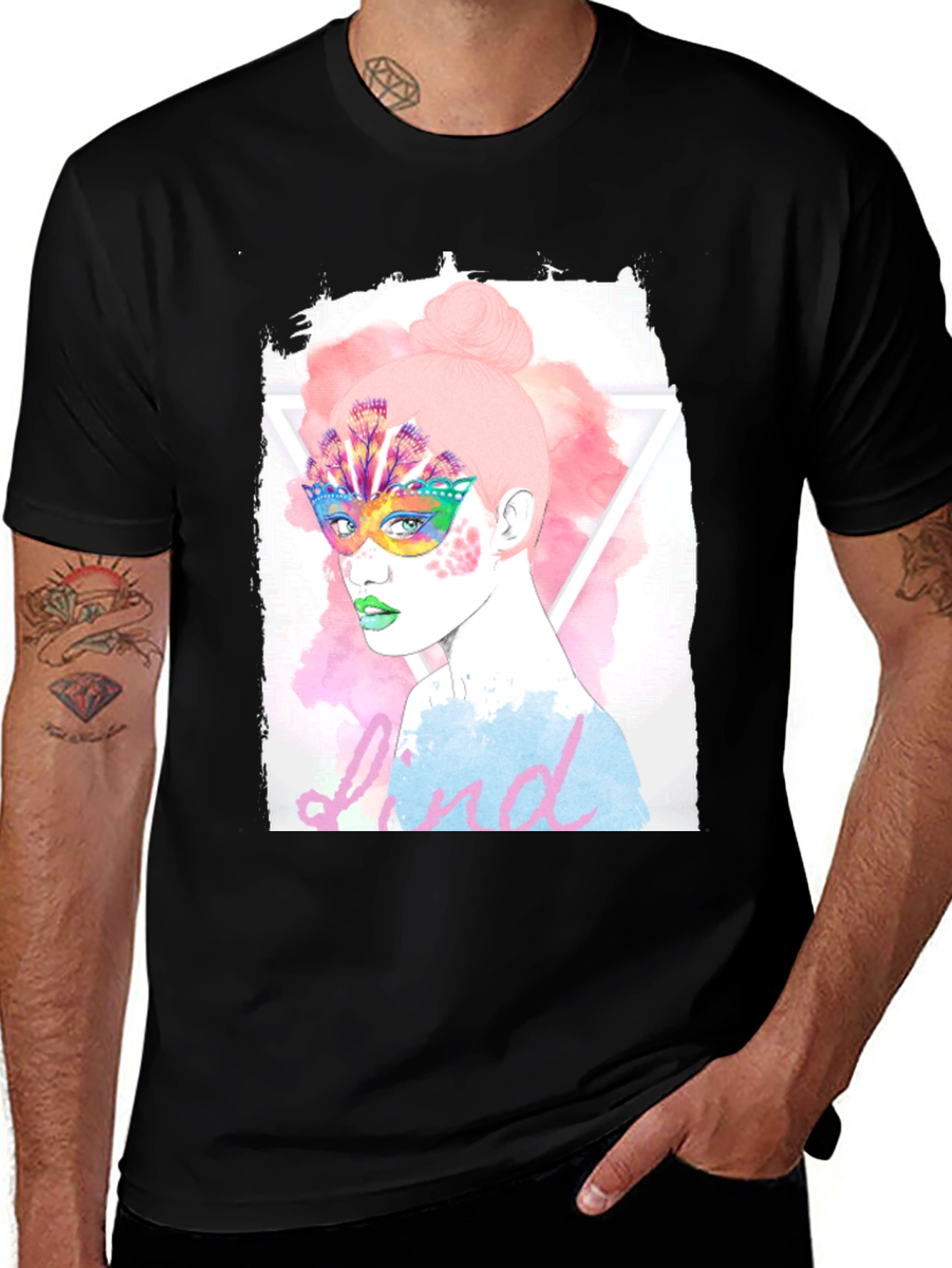 Variant 9 of Graphic Print Tee - Colorful Mask Woman