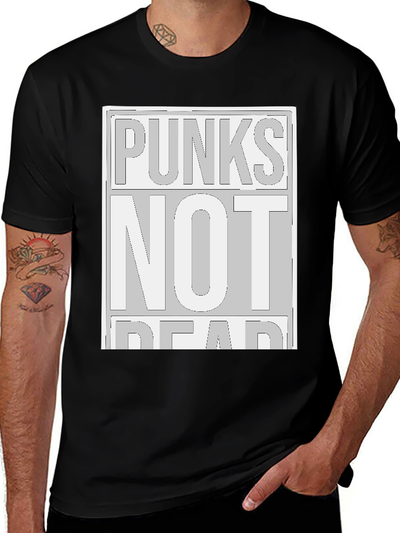Variant 8 of Punks Not Dead Graphic Tee - Black Cotton Shirt